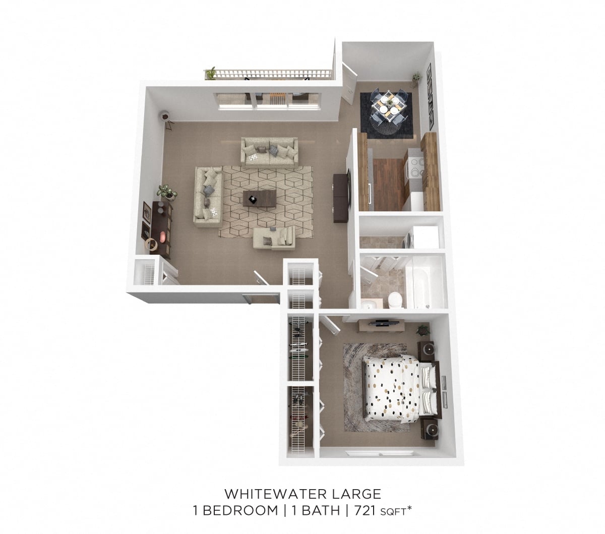 One Bedroom-721 sqft floor plan
