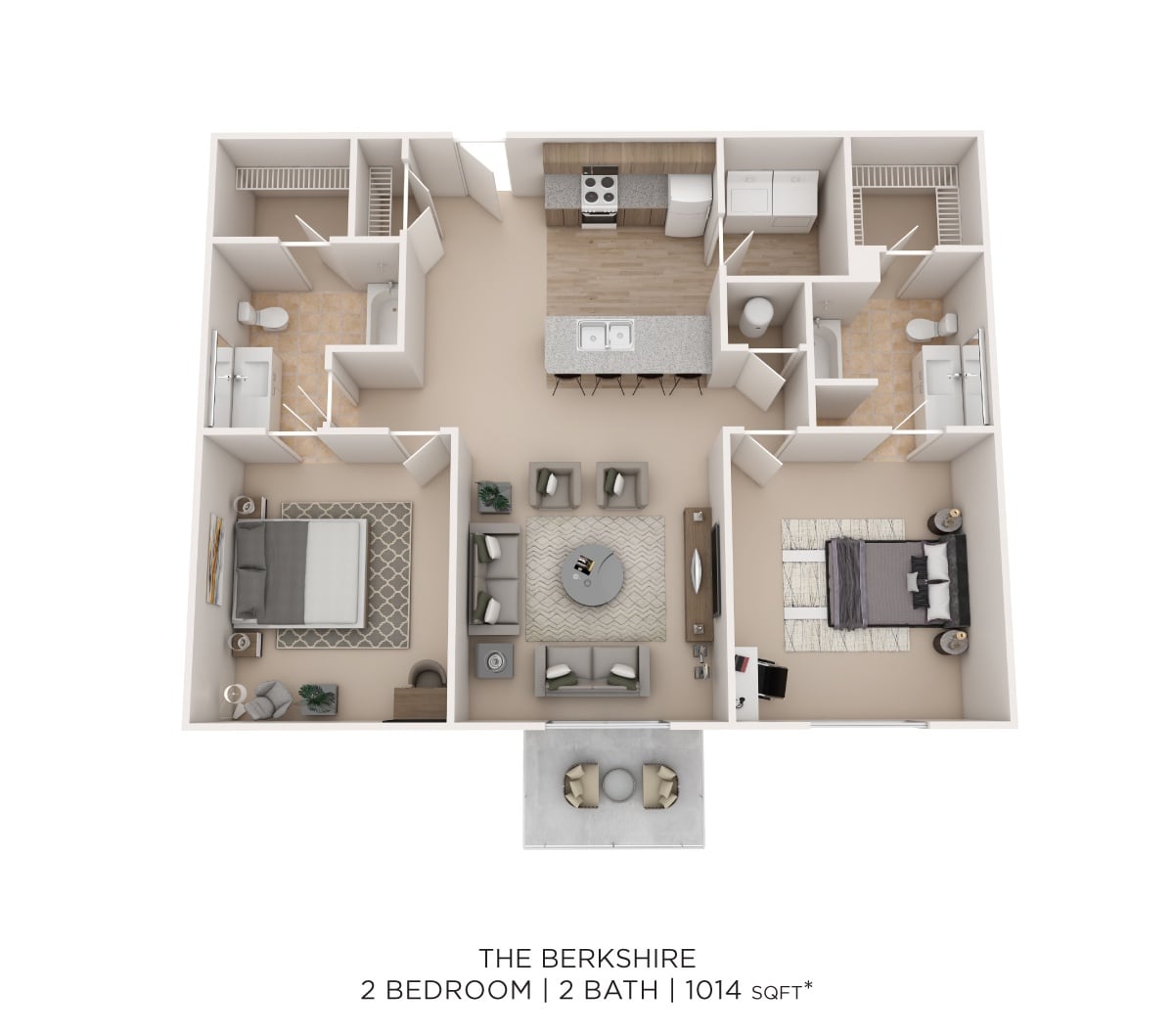 Berkshire - 2 Bed 2 Bath 1014 sqft floor plan