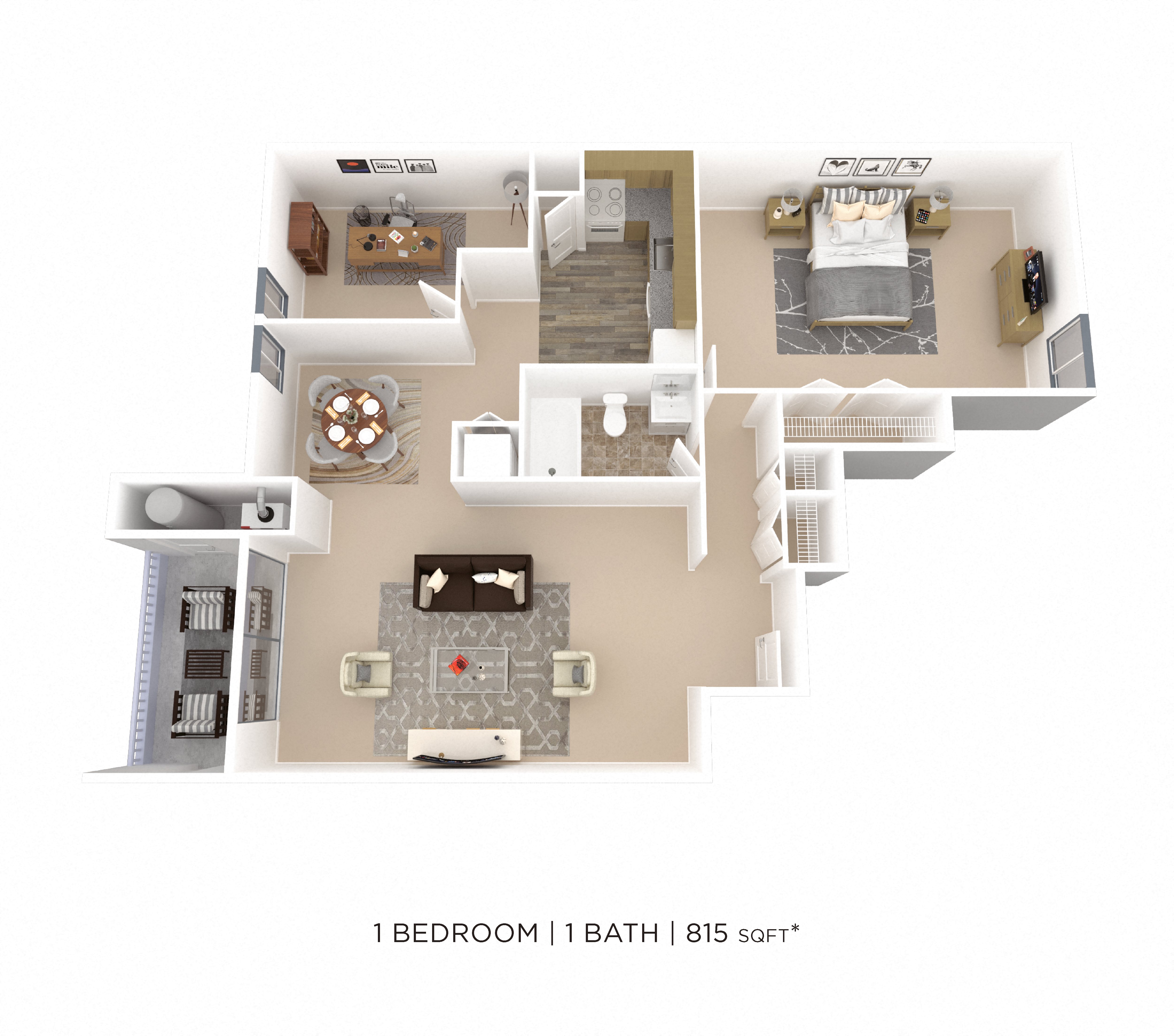 One Bedroom - 815 sqft floor plan