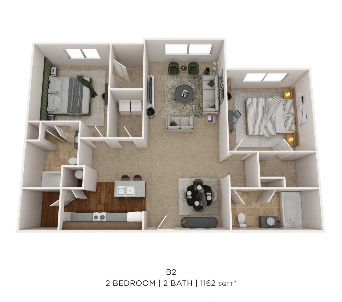 Two Bedroom 2 Bath floor plan
