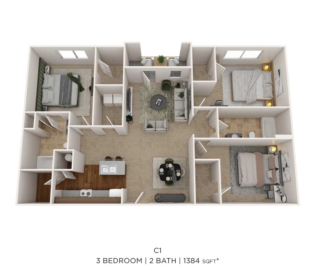 Three Bedroom floor plan