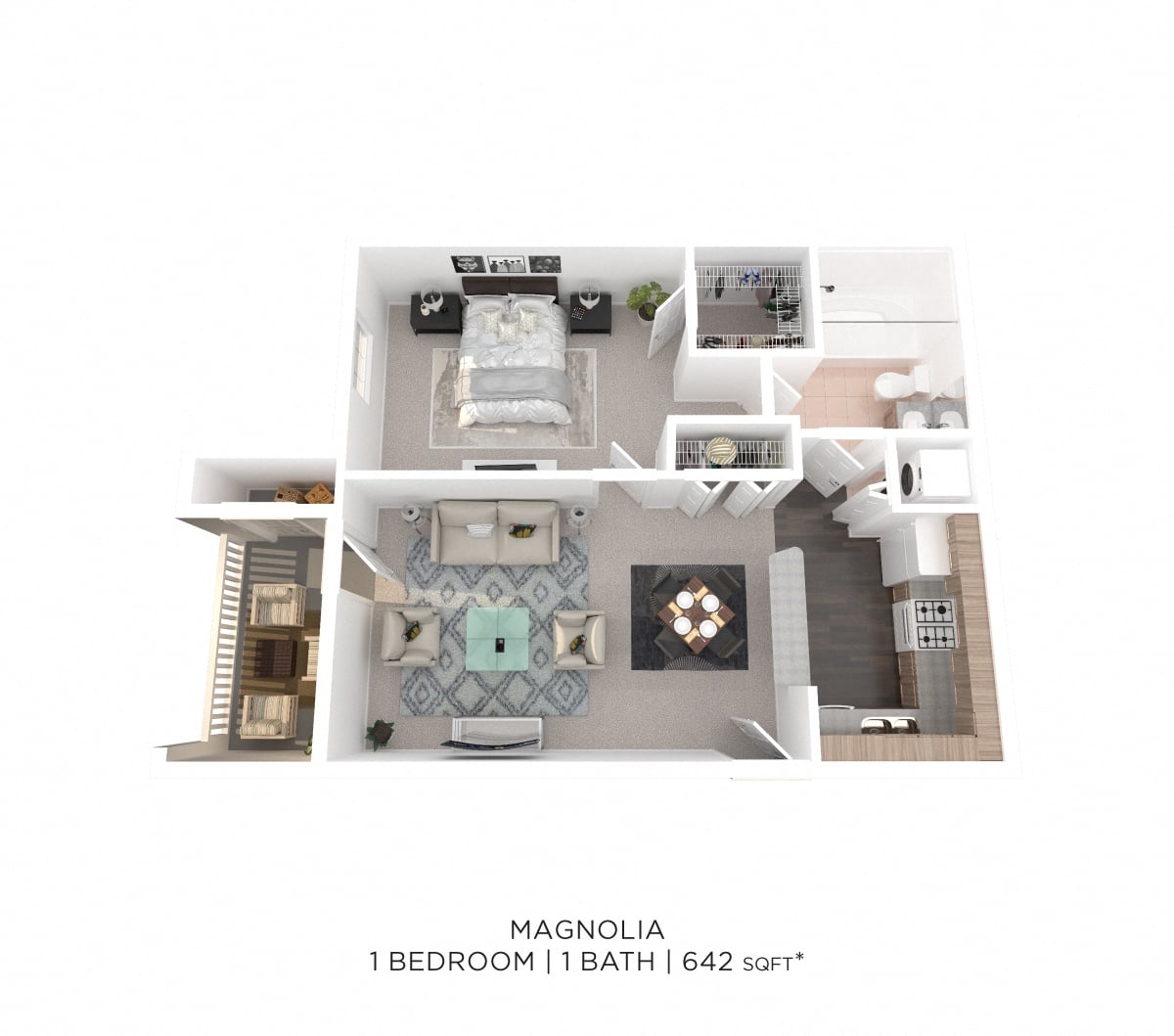 One Bedroom - 642 sqft floor plan