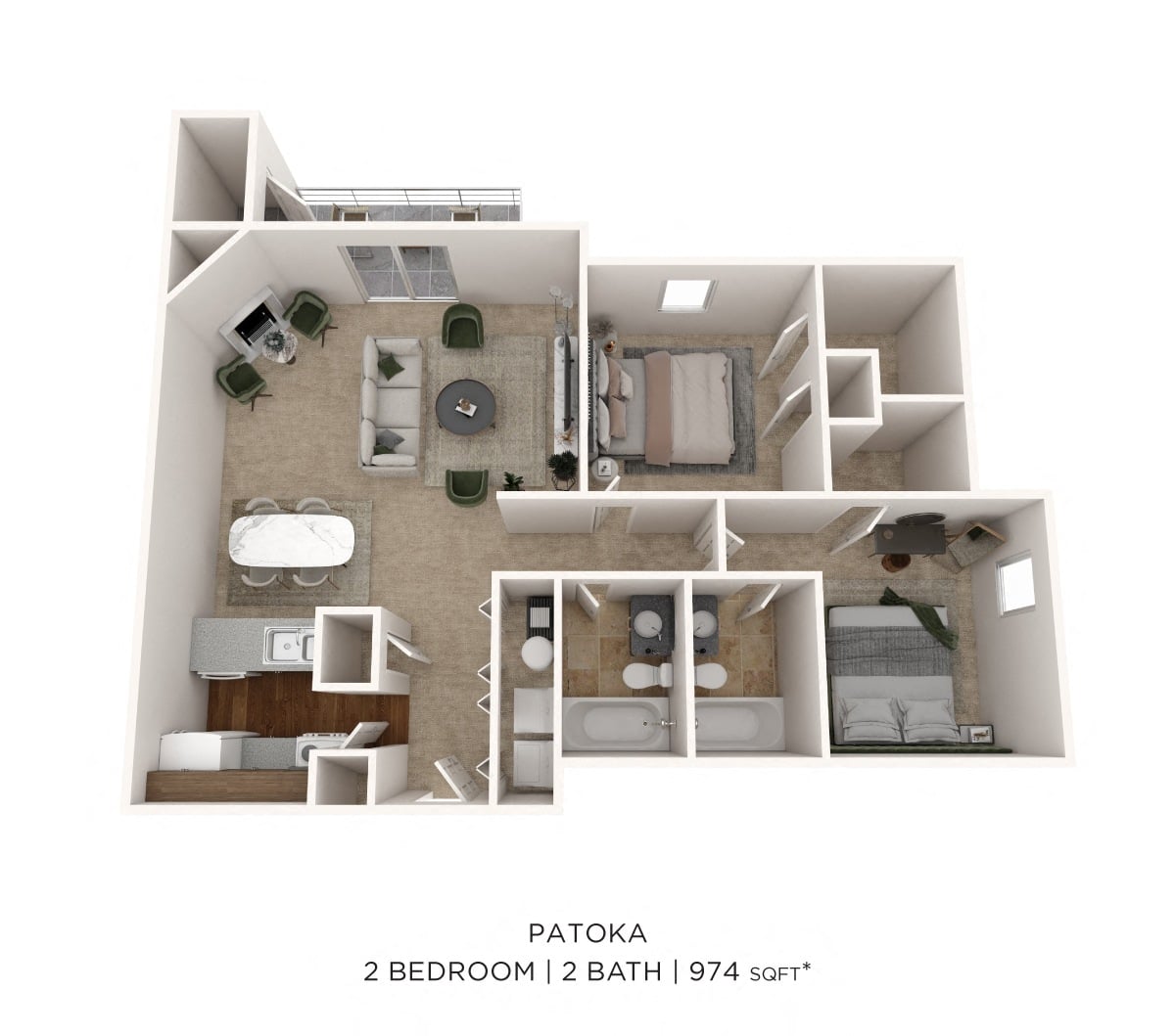 Two Bedroom 2 Bath floor plan