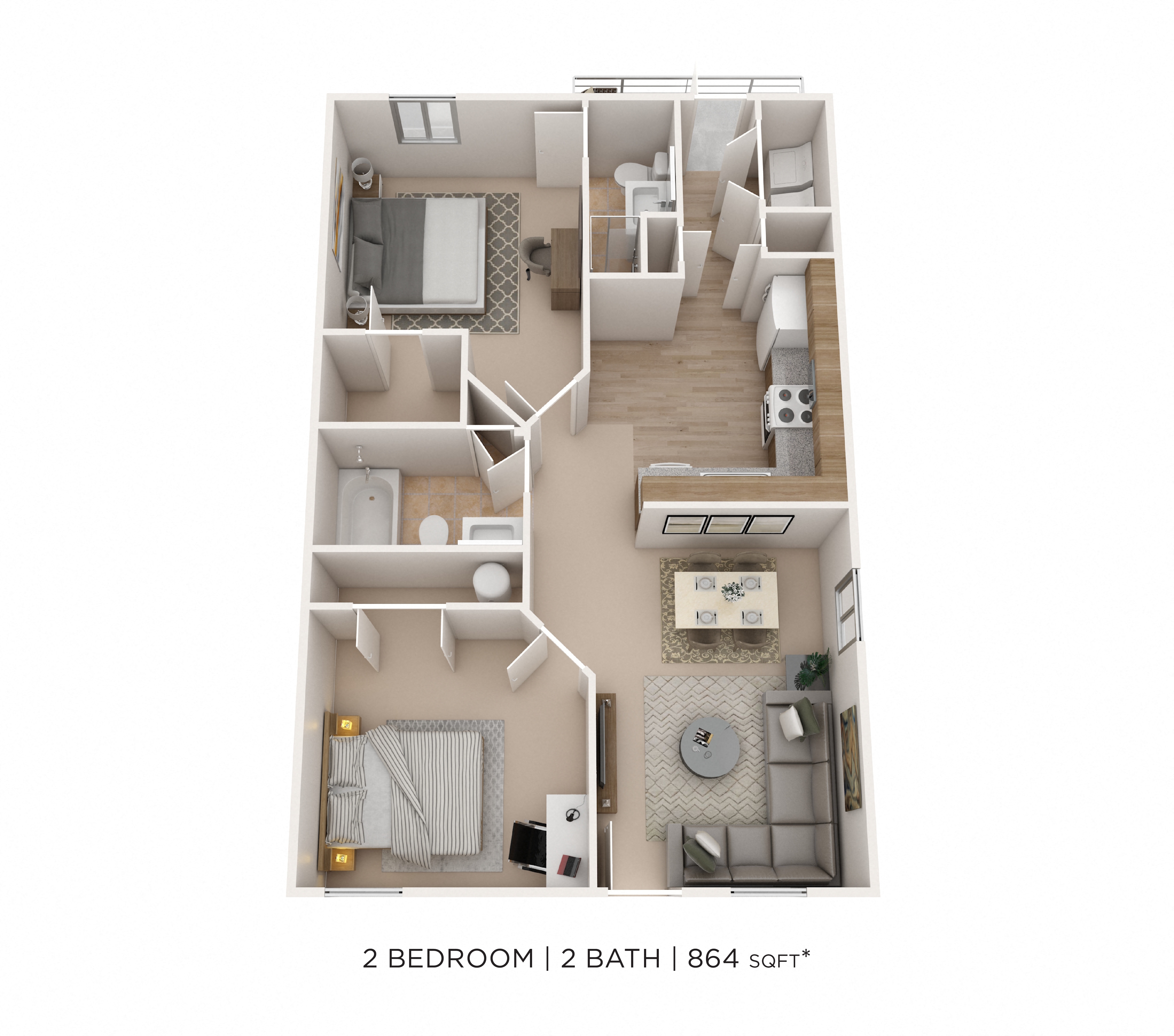 Two Bedroom 2 Bath floor plan
