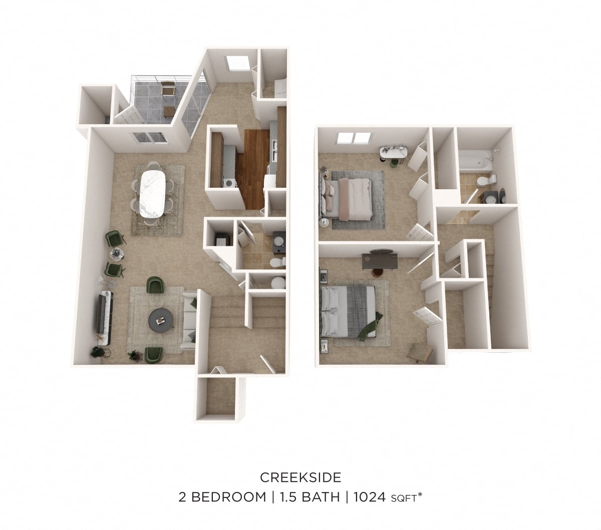 Two Bedroom Townhome floor plan