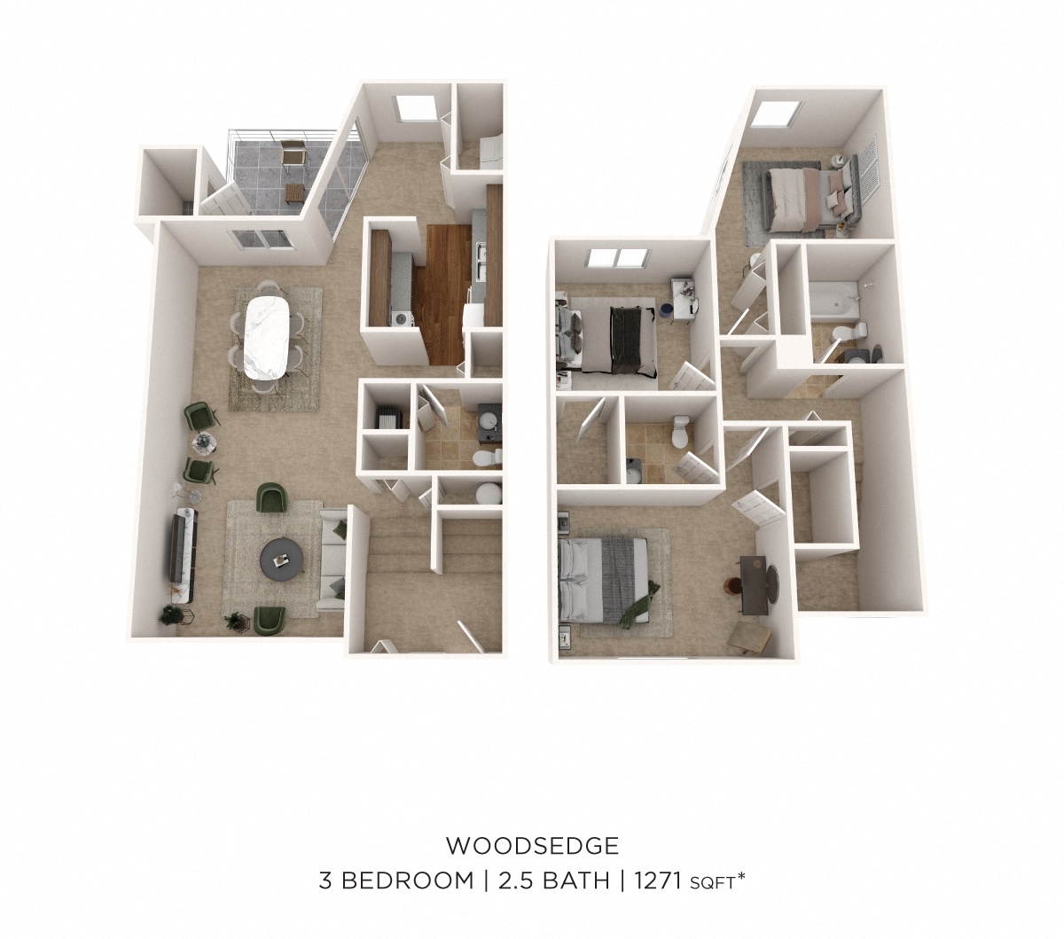 Three Bedroom Townhome floor plan
