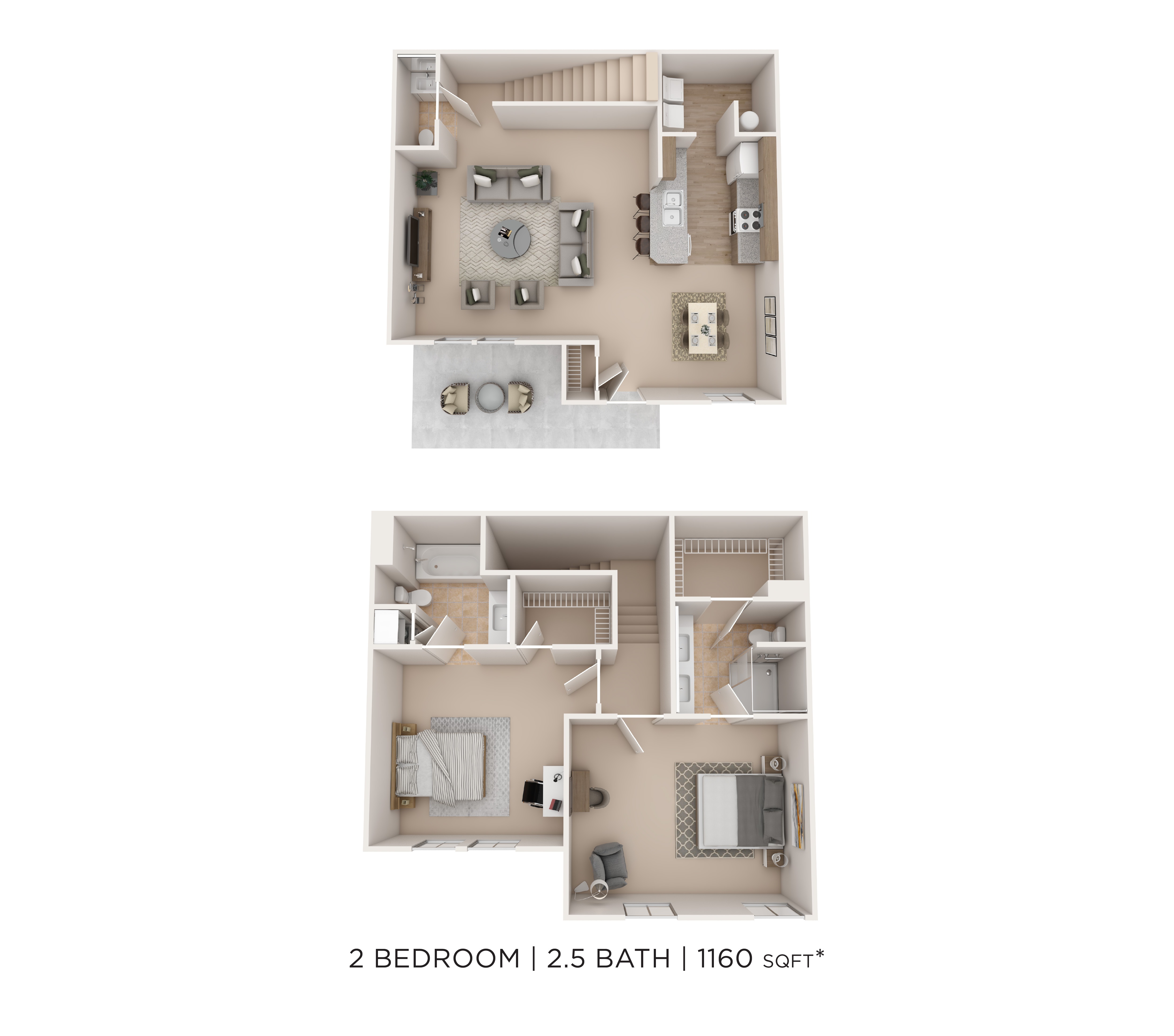 Two Bedroom Townhome floor plan