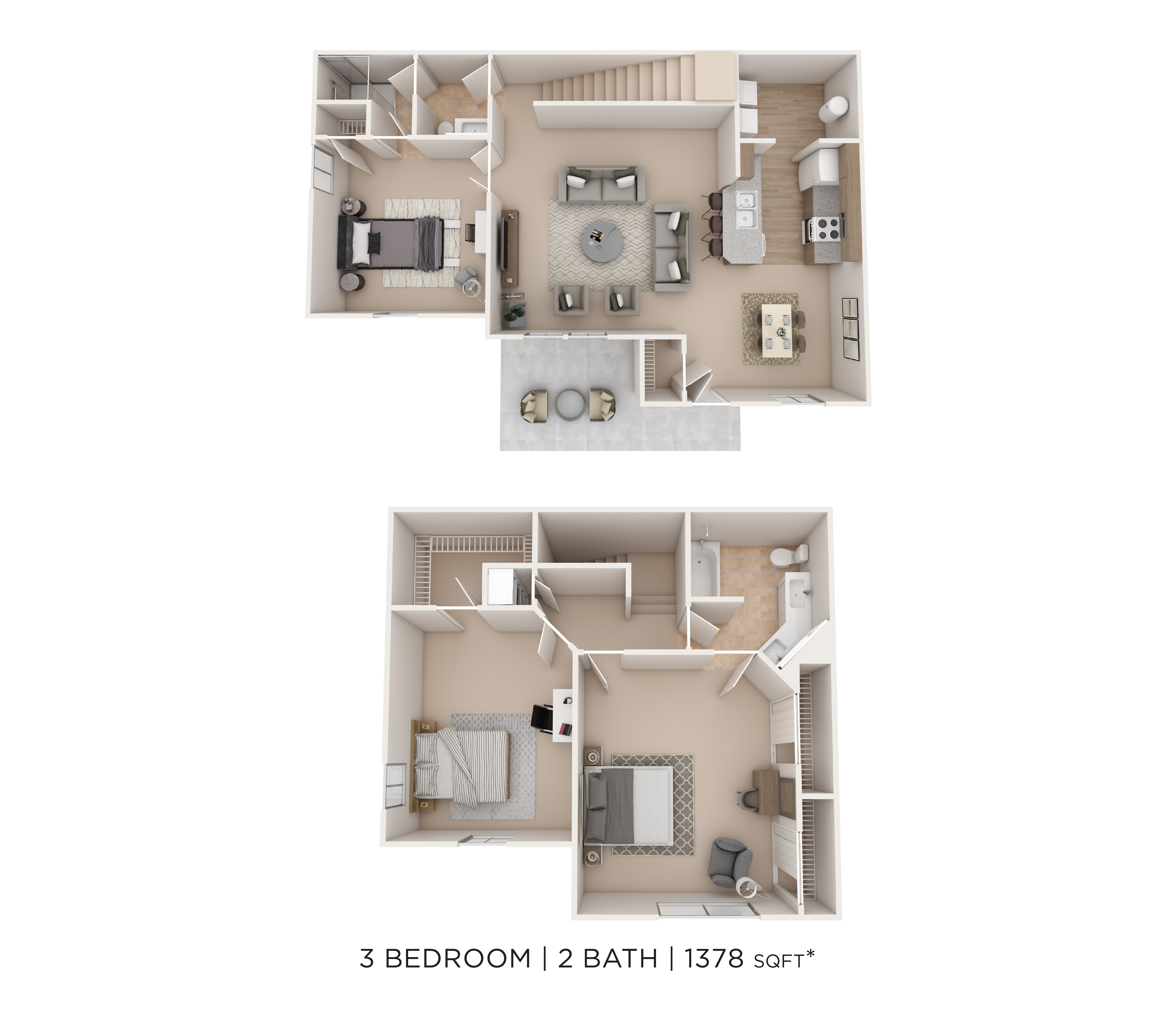 Three Bedroom Townhome floor plan
