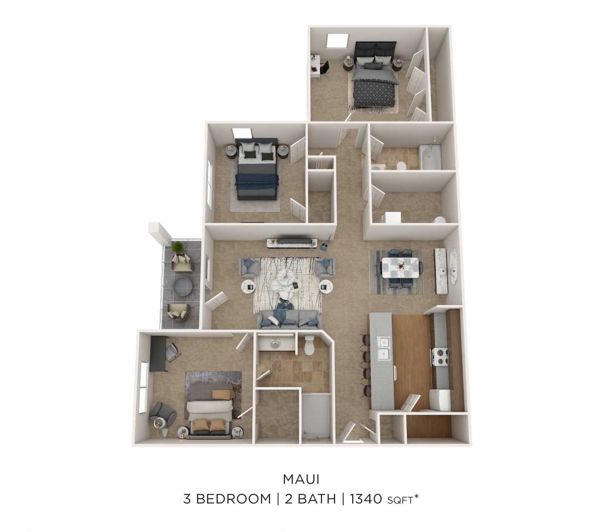Three Bedroom floor plan