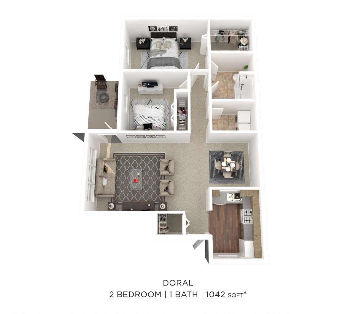 Two Bedroom-1042 sqft floor plan