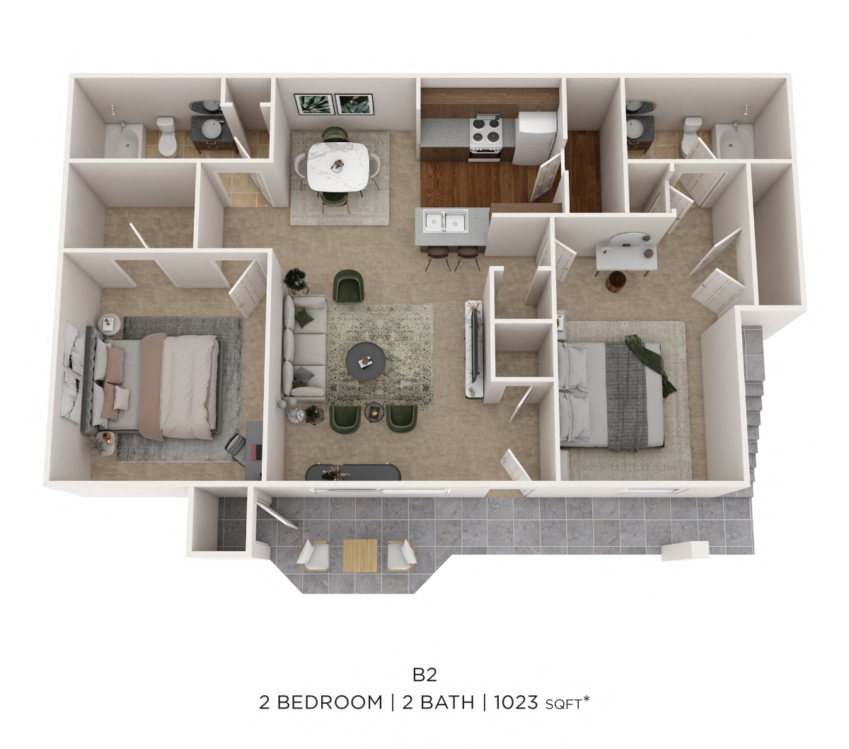 Two Bedroom - 1023 Sqft floor plan