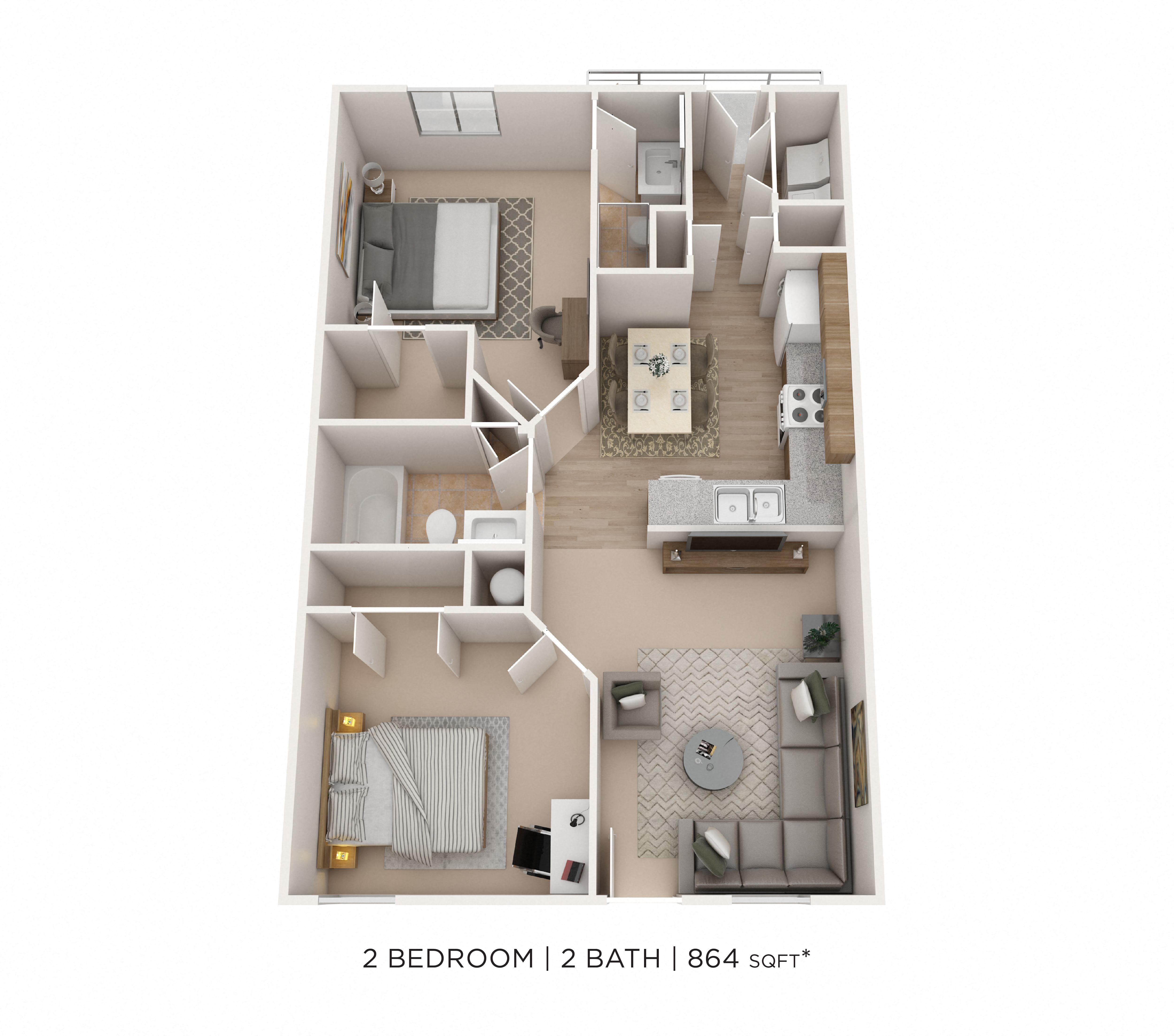 Two Bedroom 2 Bath floor plan