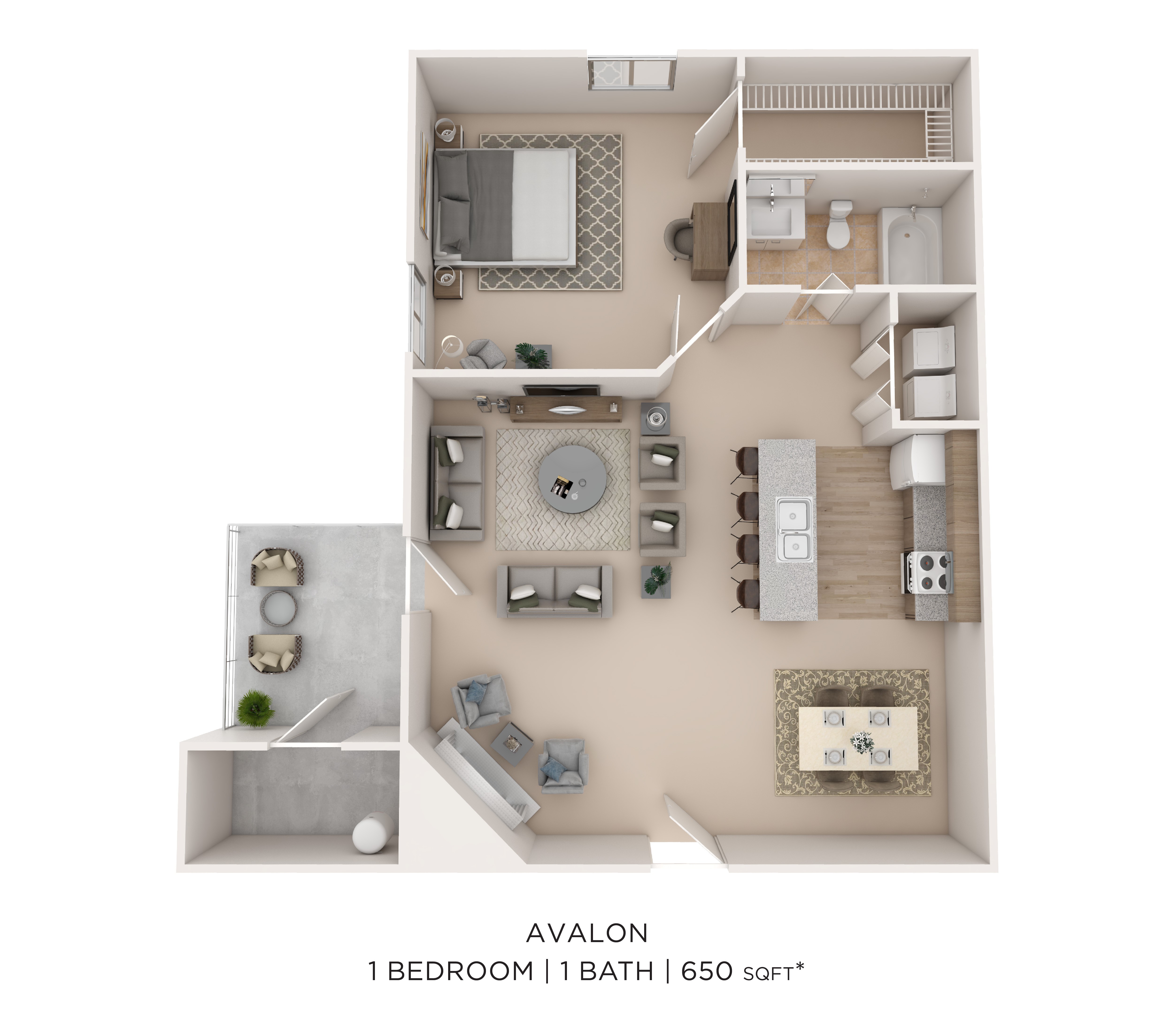 1BR1BA-650-Avalon floor plan