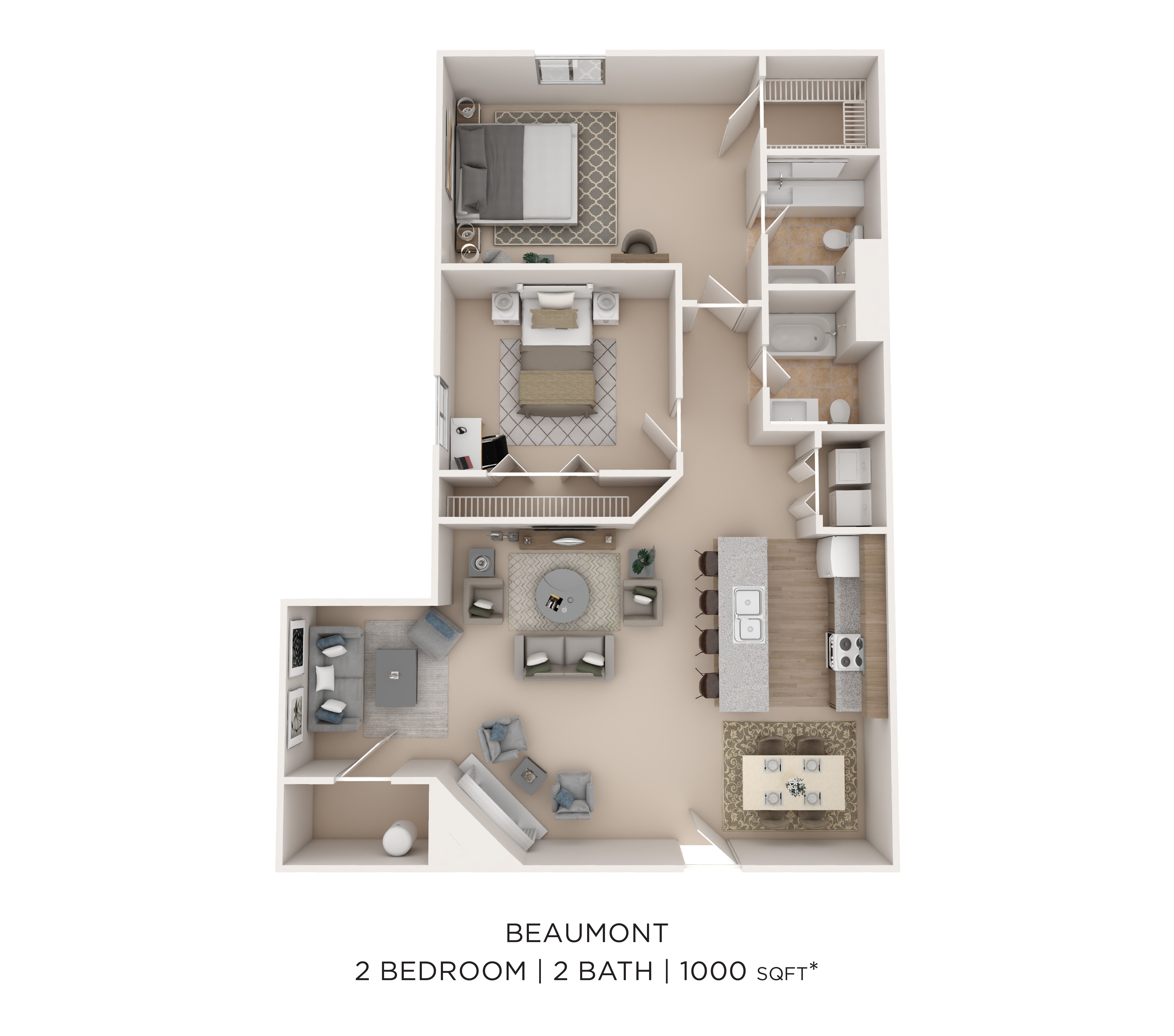 2BR2BA-1000-Beaumont Sunroom floor plan