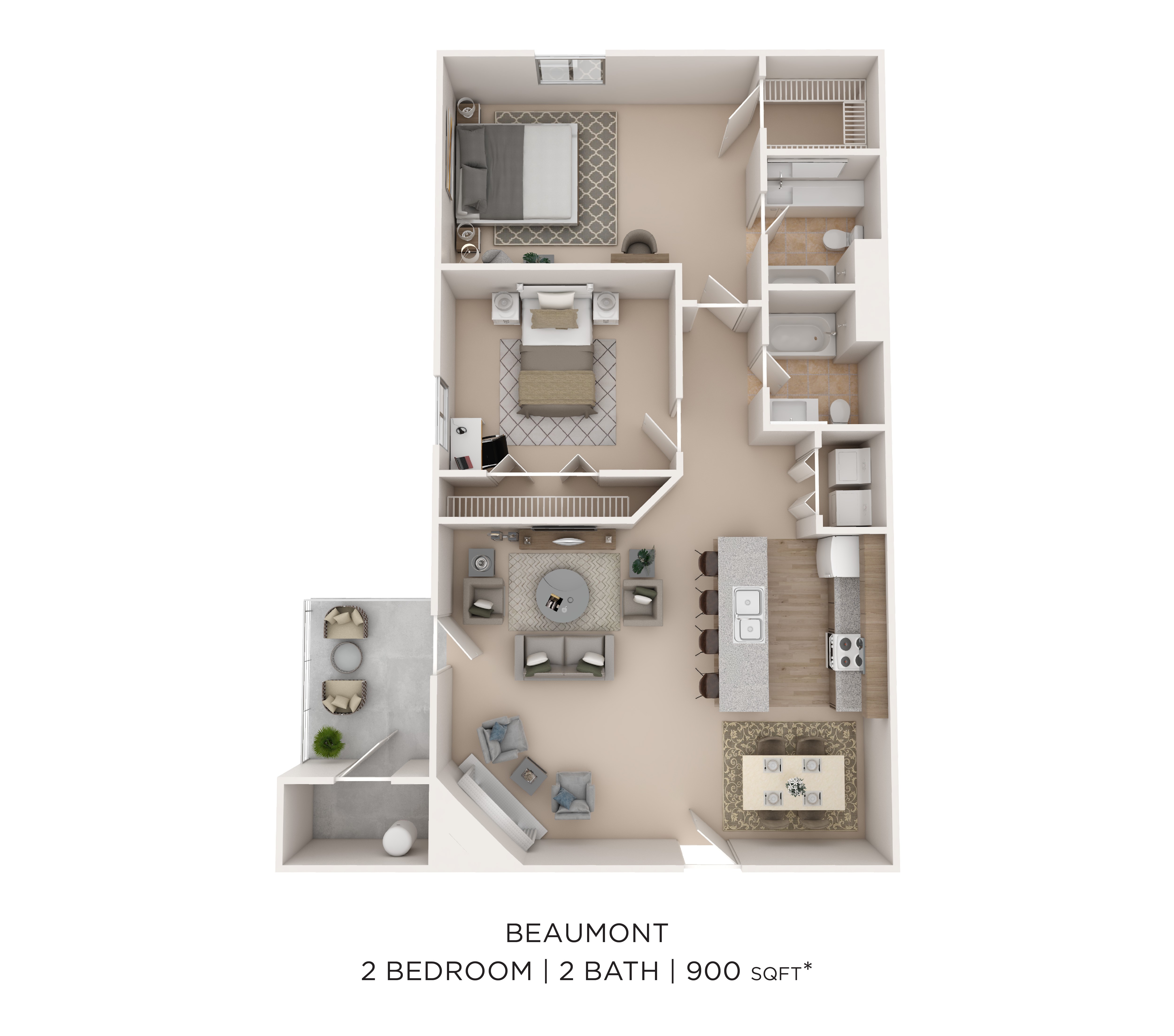 2BR2BA-900-Beaumont floor plan