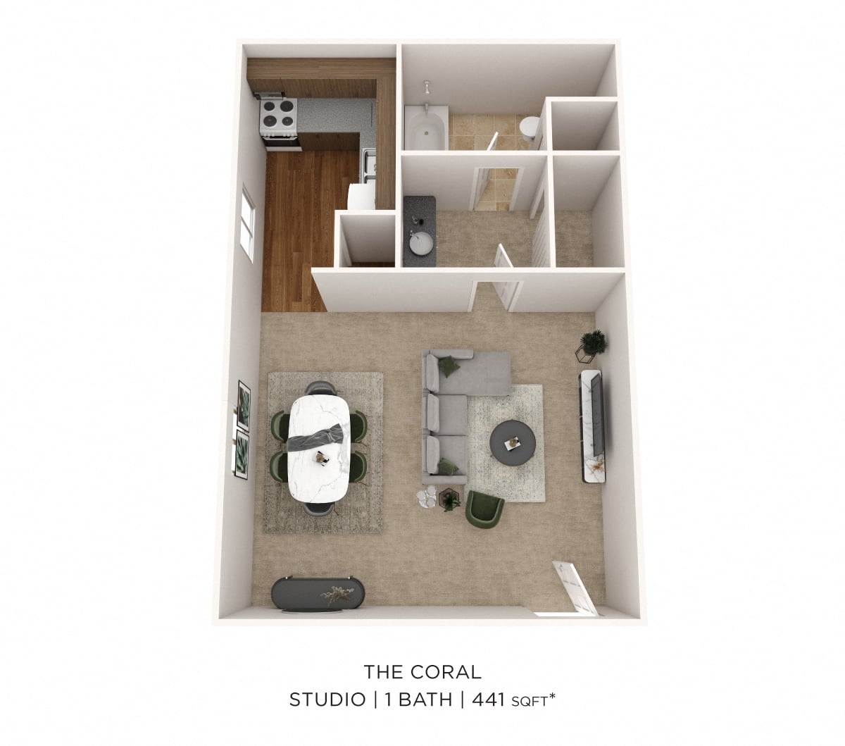 Studio - 441 sqft floor plan