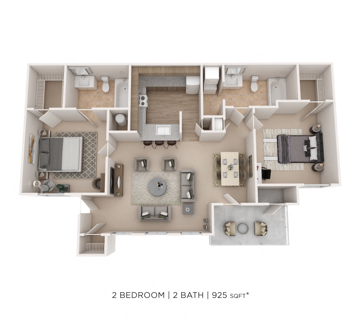 Two Bedroom 2 Bath floor plan