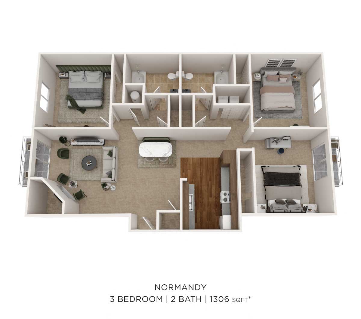 Three Bedroom floor plan