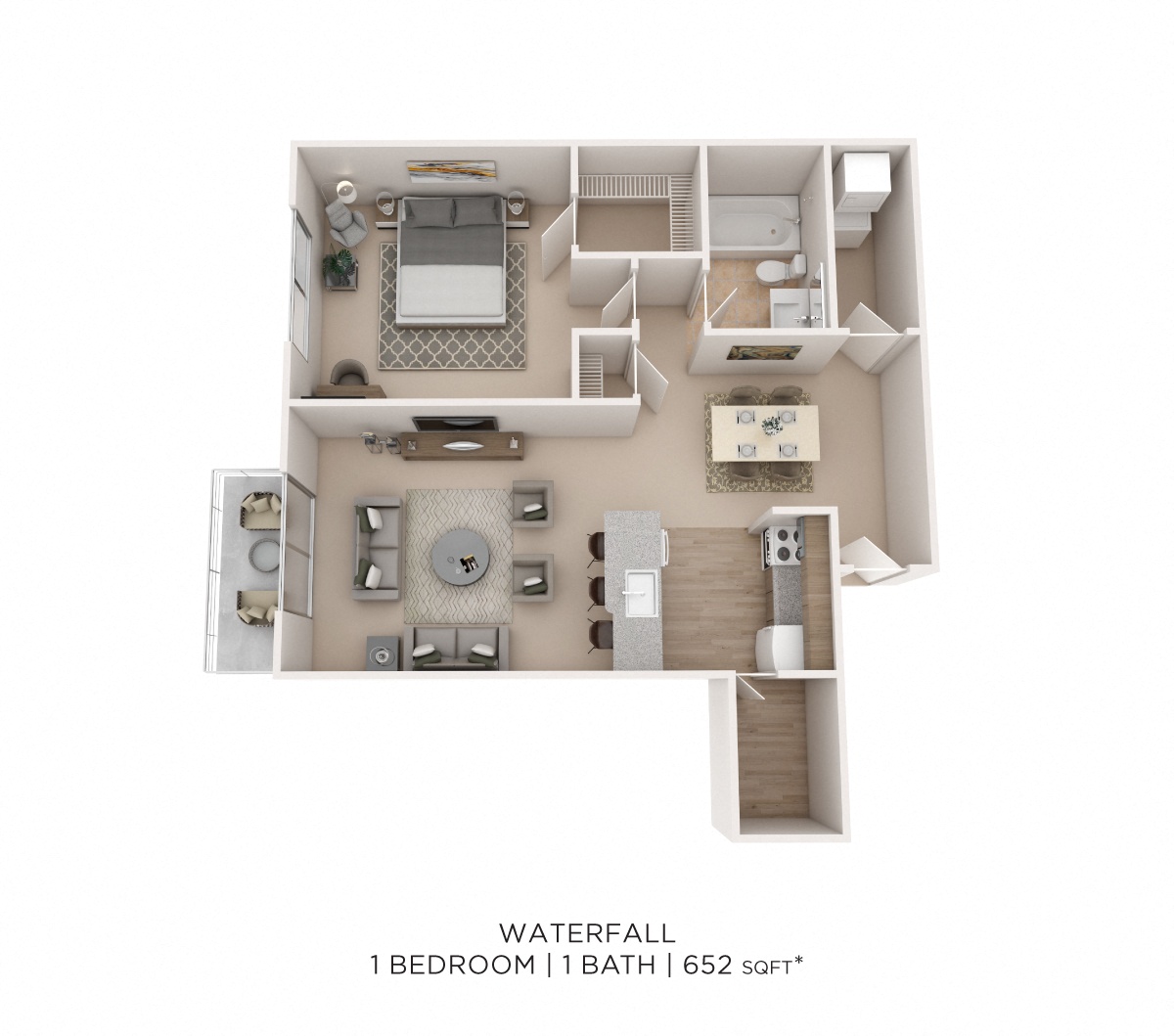 One Bedroom - 652 sqft floor plan