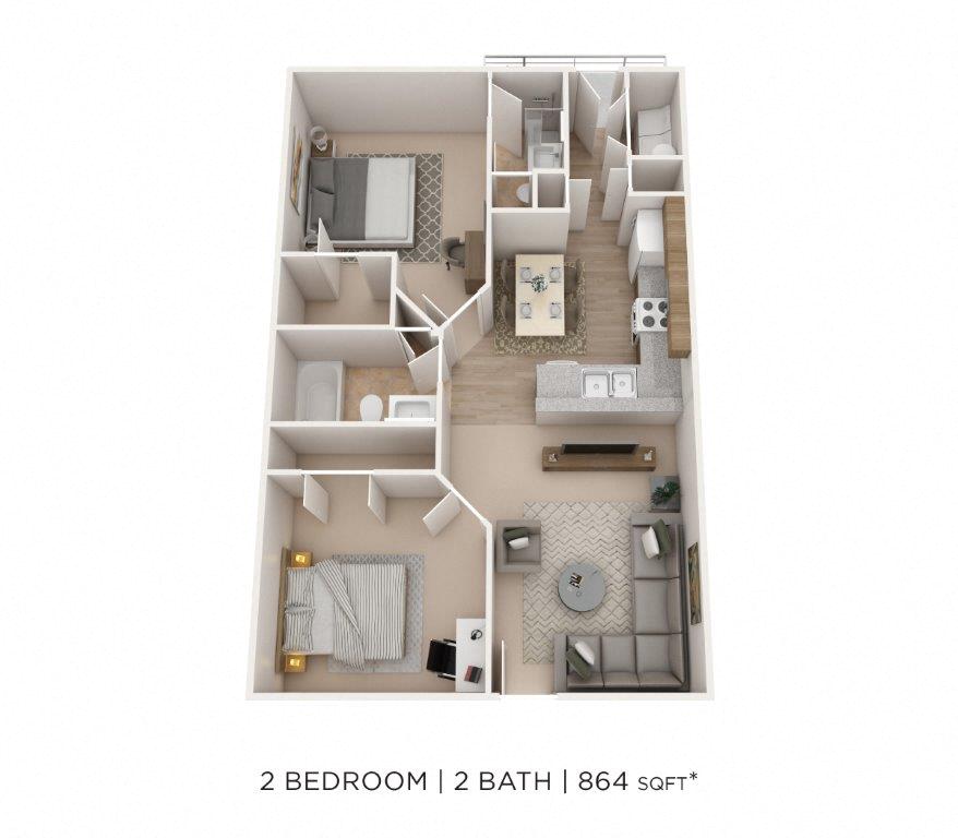 Two Bedroom 2 Bath floor plan