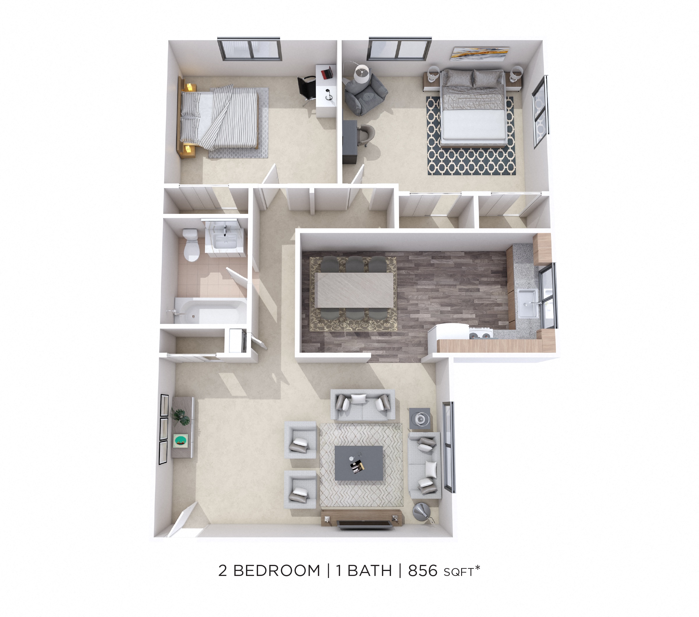 Two Bedroom - 856 sqft floor plan