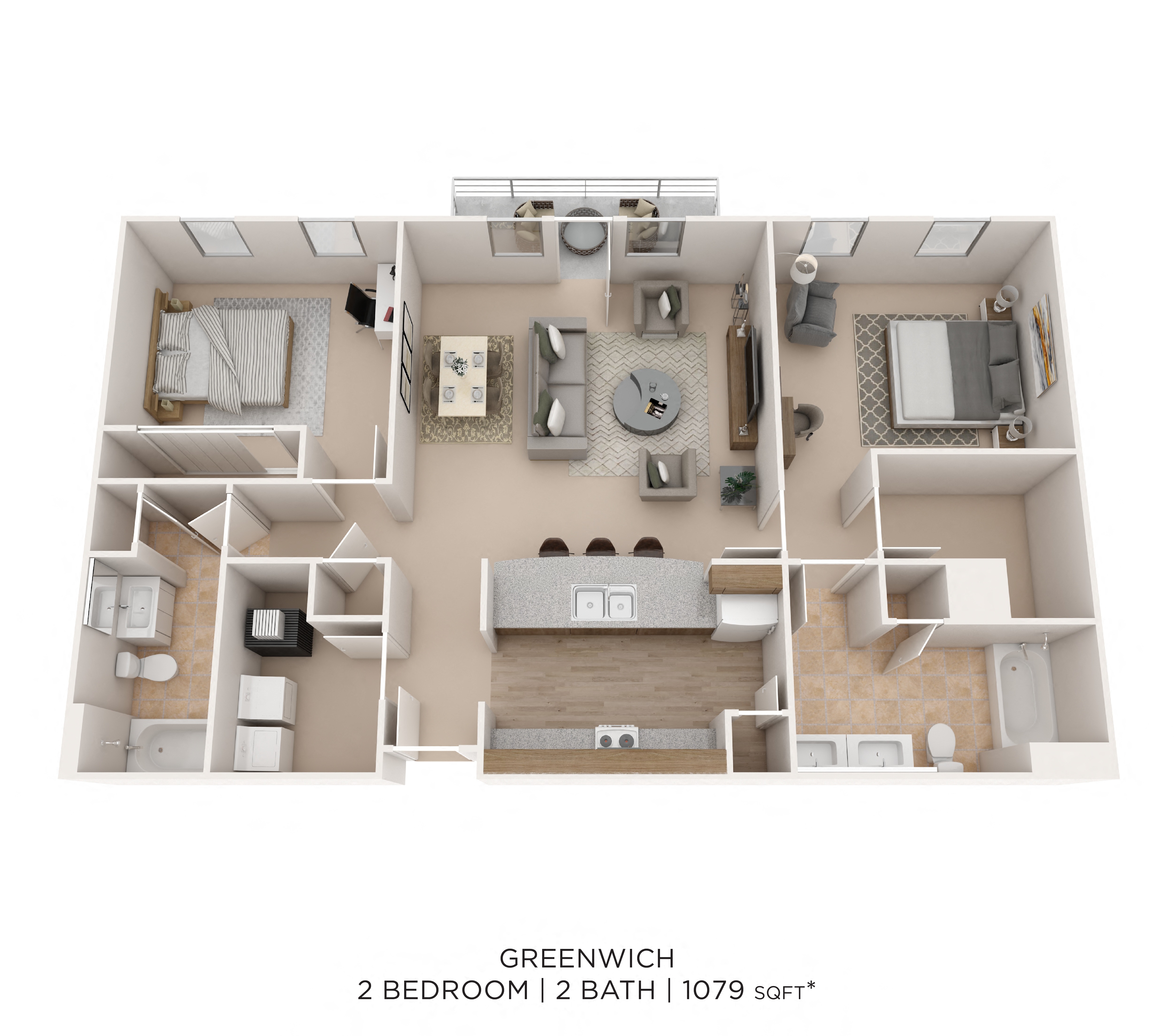 Two Bedroom 2 Bath-  Greenwich floor plan