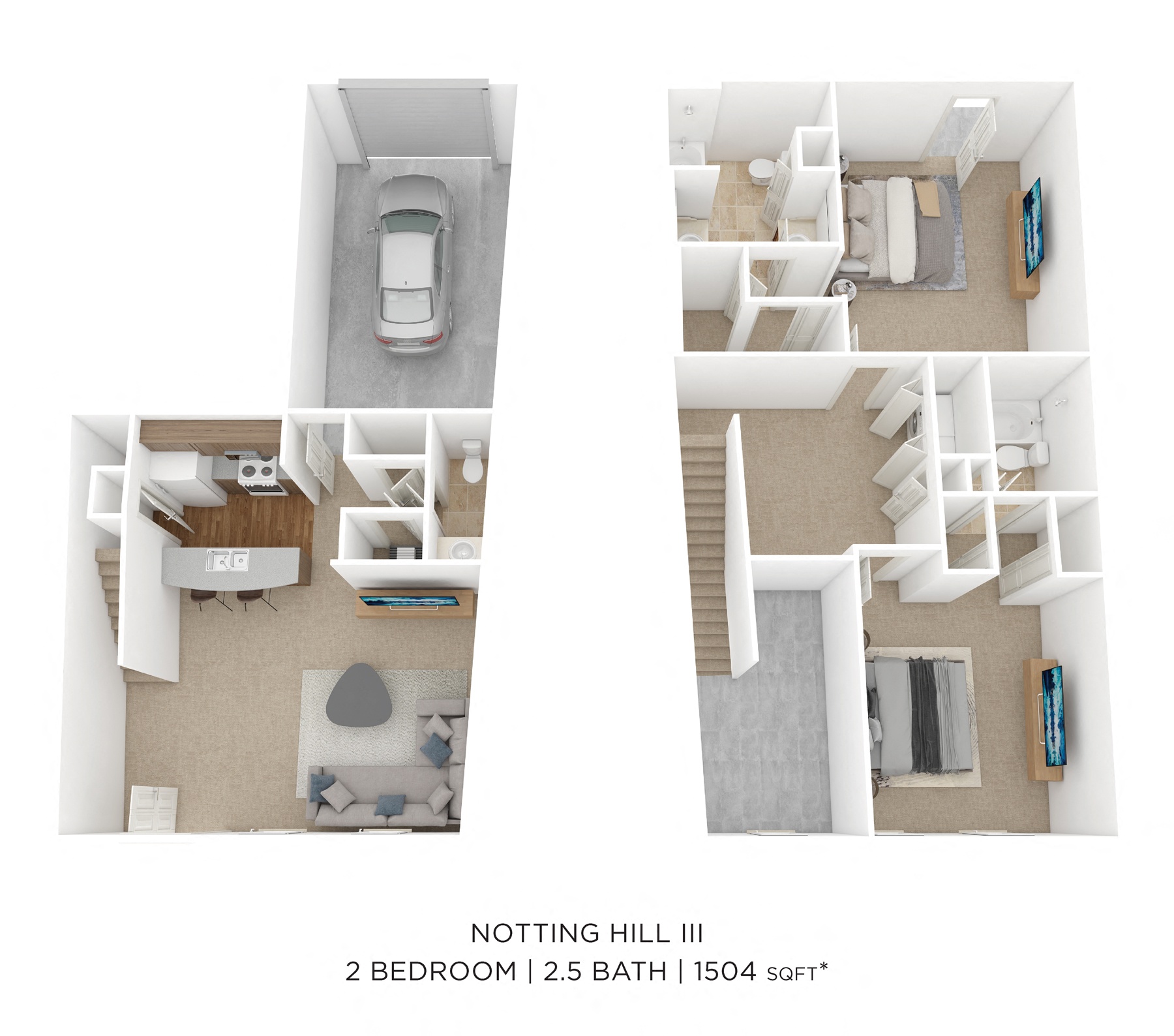 Two Bedroom 2.5 Bath - Notting Hill III - 1,504 sqft floor plan