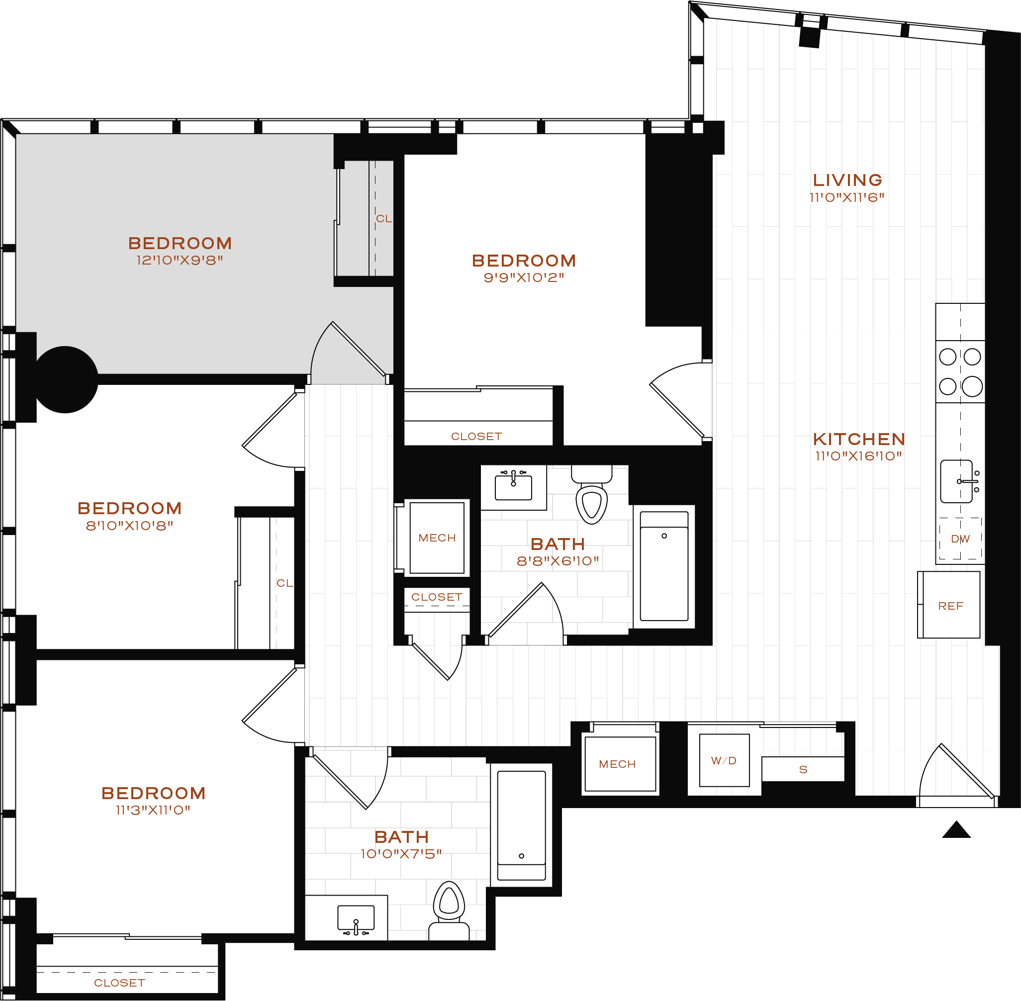 Rendering of the Co-Living LT-01 Bedroom 2 Floor Plan