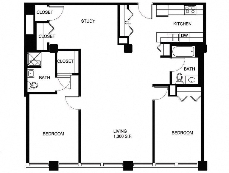 Floorplan for Apartment #P212, 2 bedroom unit at Halstead Providence