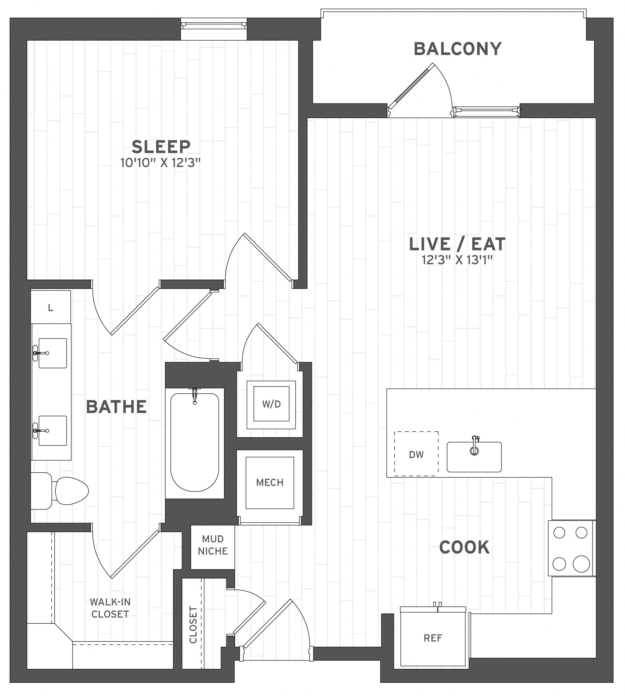 Floor Plan Image of Apartment Apt A-106