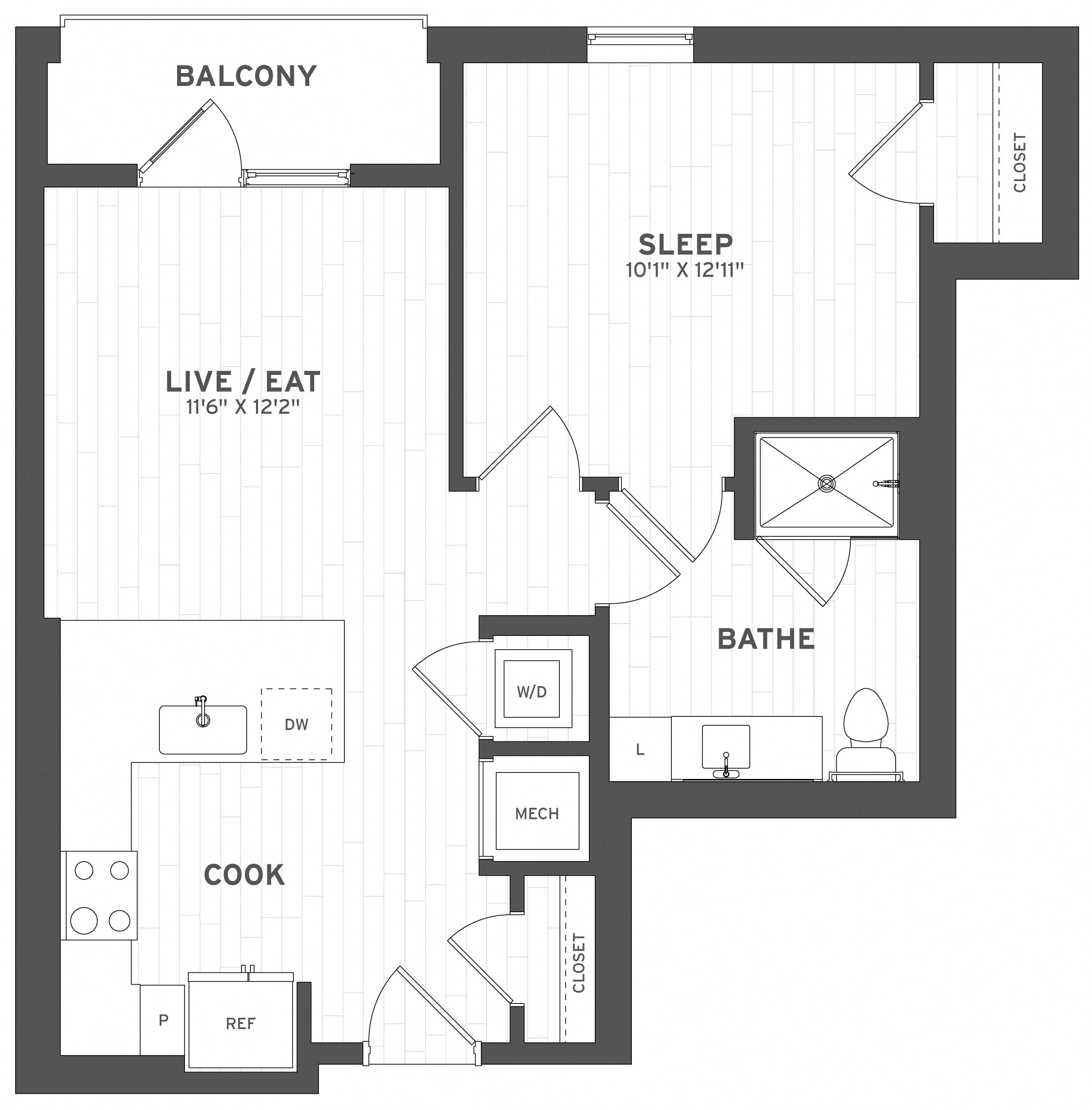 Floor Plan Image of Apartment Apt A-105