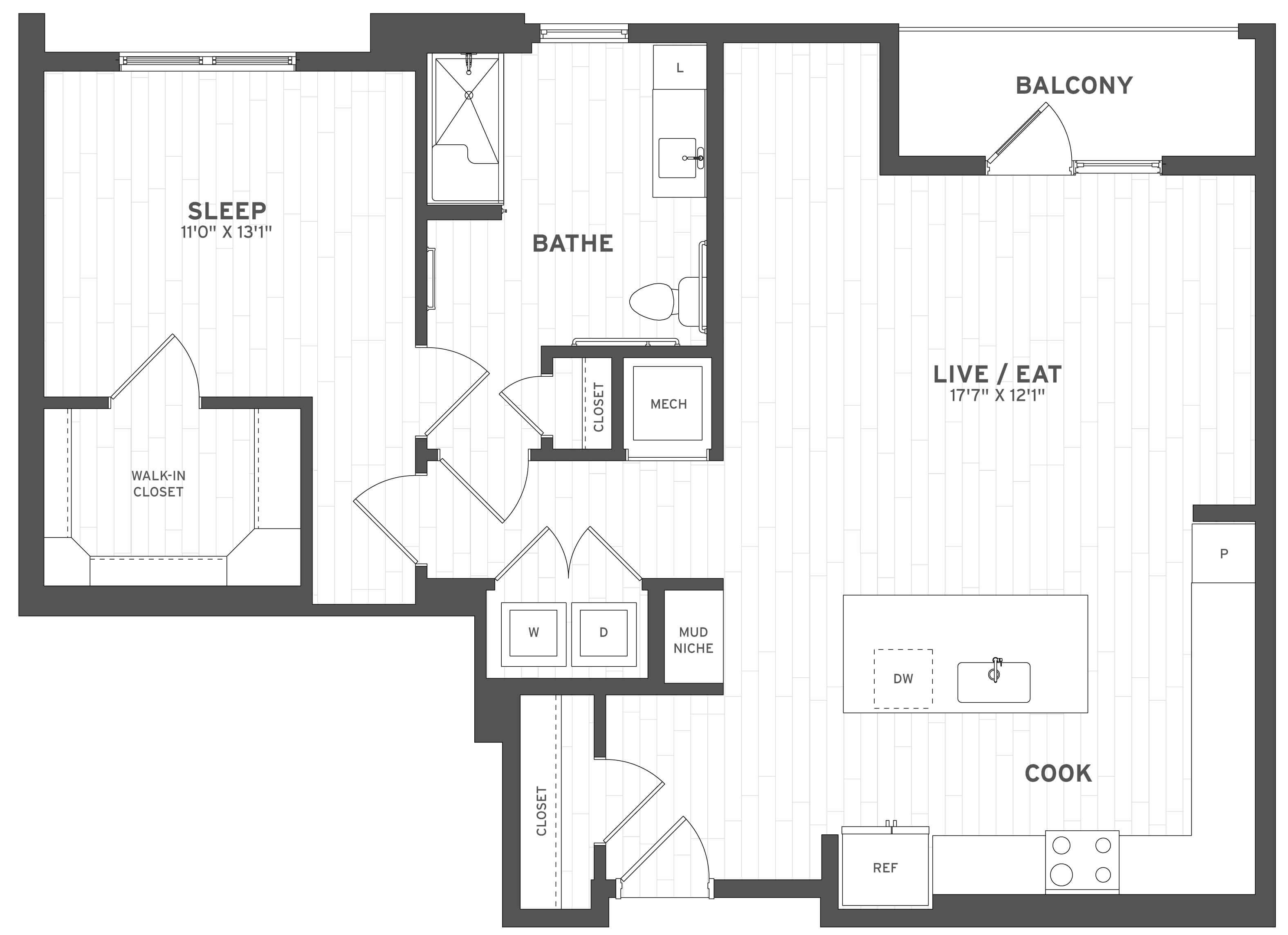 Floor Plan Image of Apartment Apt B-418