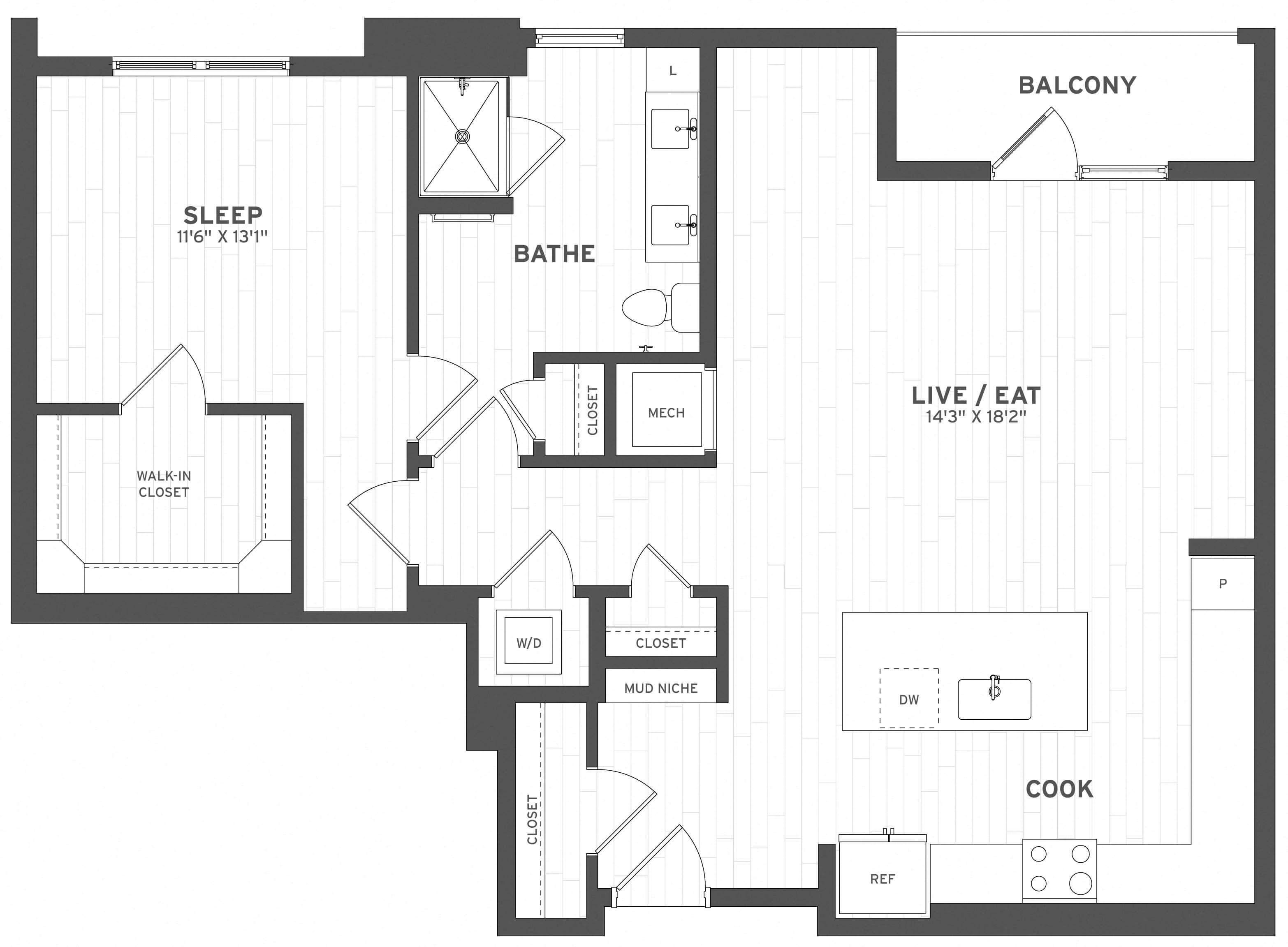 Floor Plan Image of Apartment Apt B-218