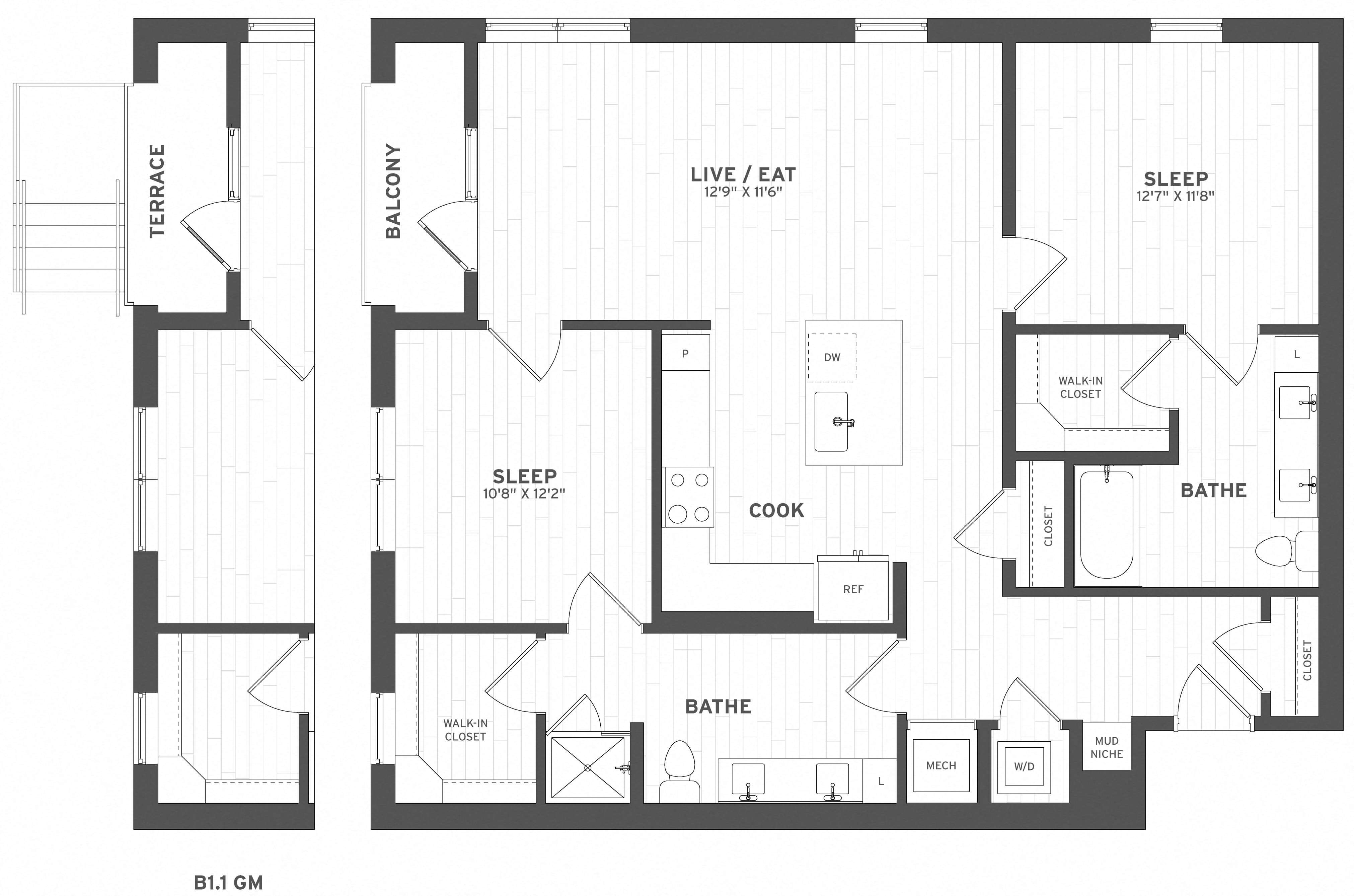 Floor Plan Image of Apartment Apt A-121