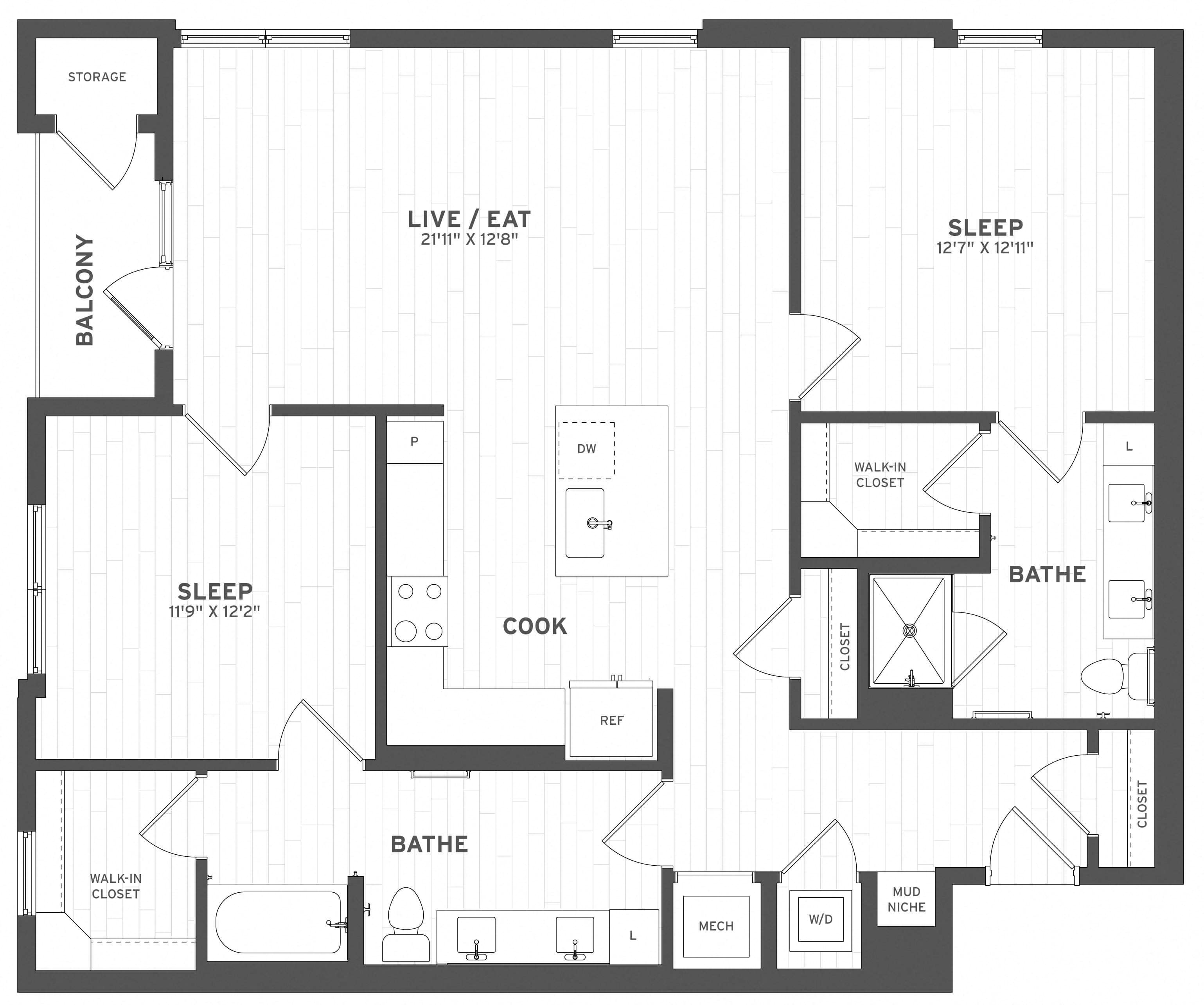 Floor Plan Image of Apartment Apt C-322