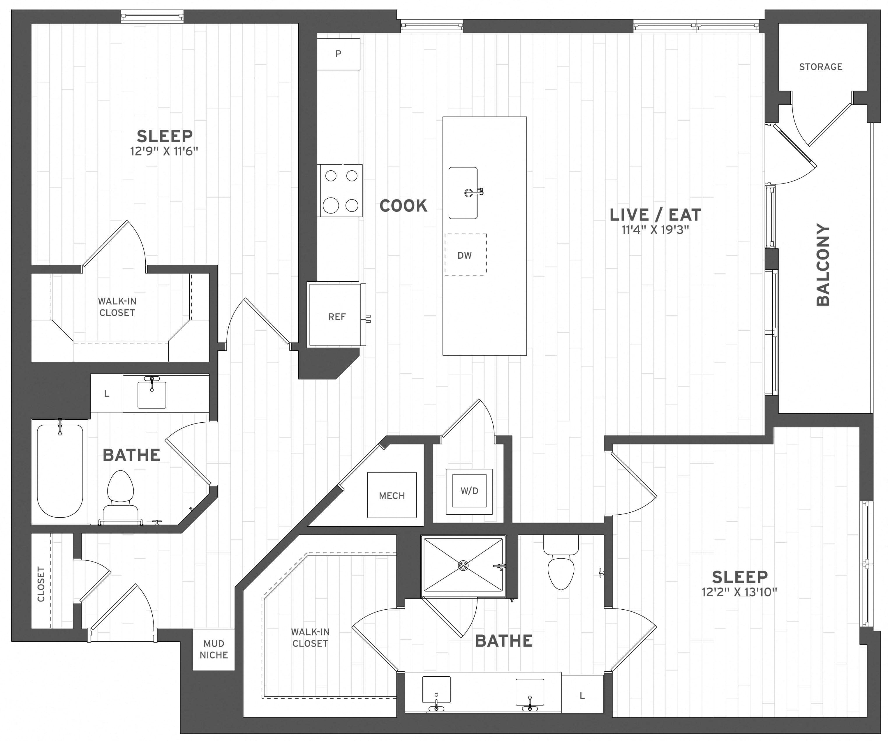 Floor Plan Image of Apartment Apt A-302