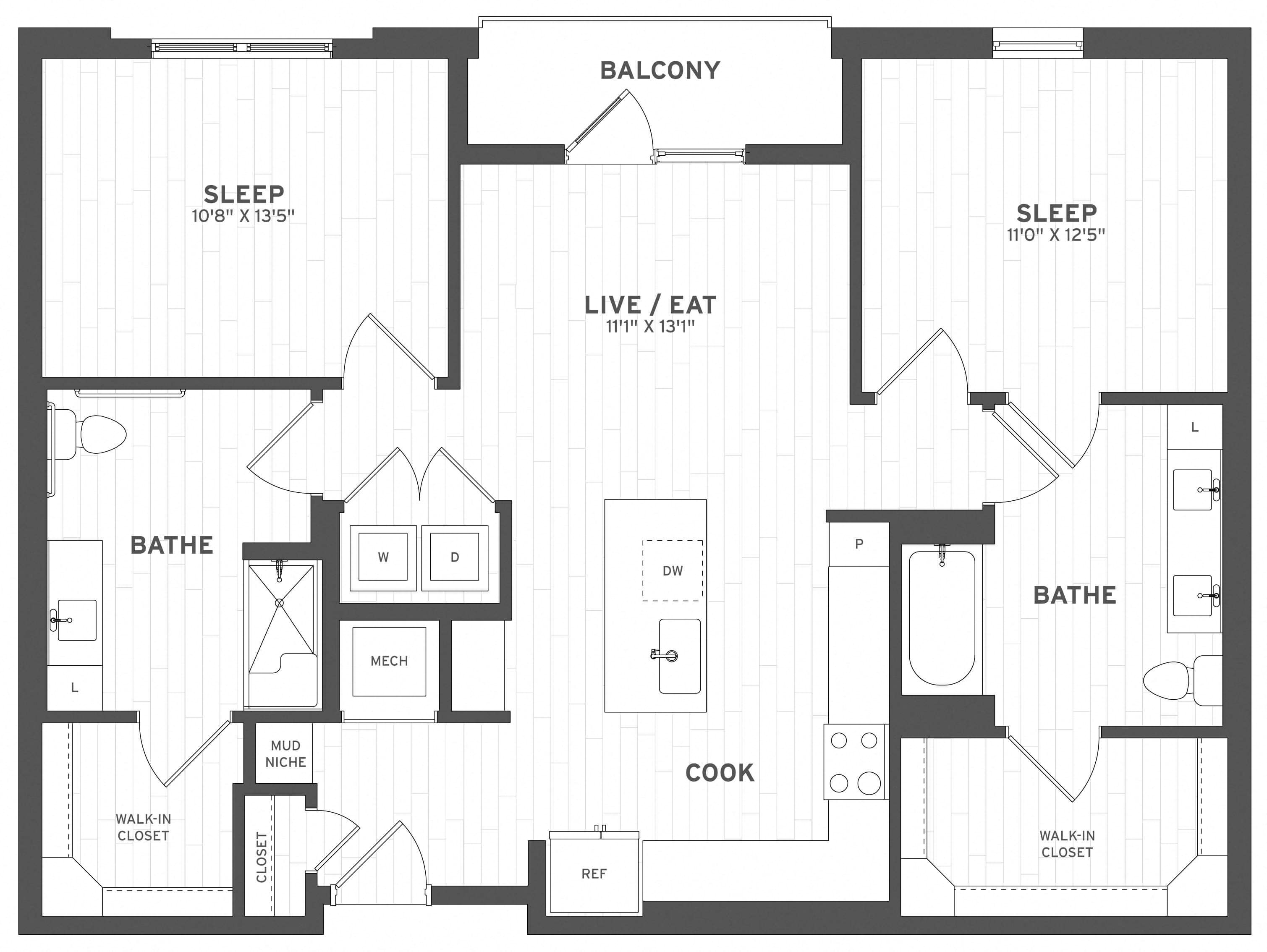 Floor Plan Image of Apartment Apt B-207