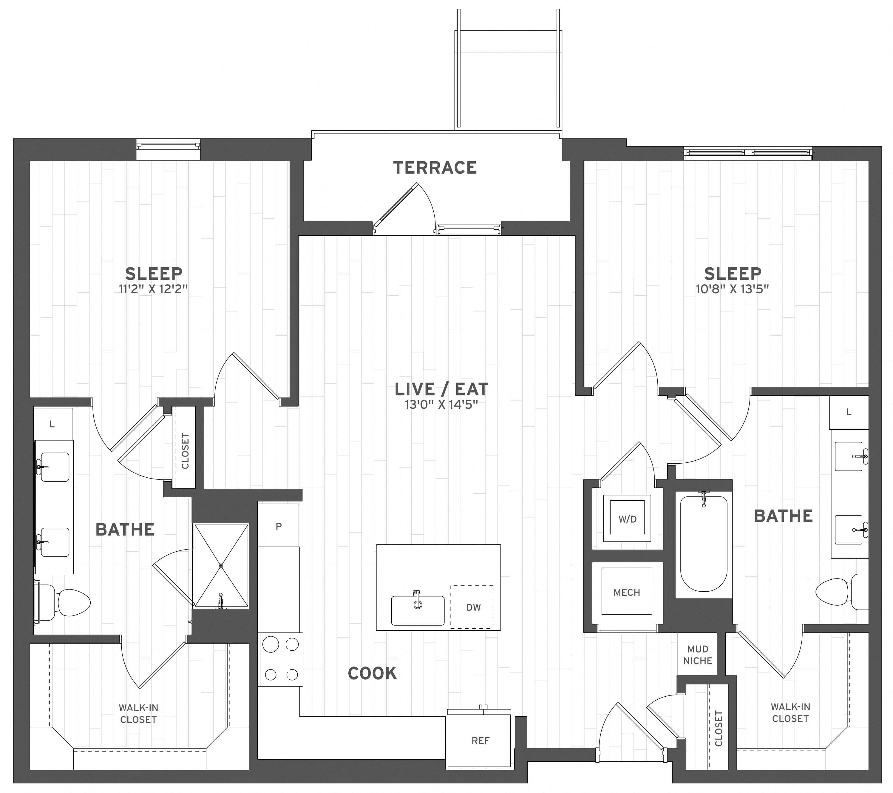 Floor Plan Image of Apartment Apt A-118