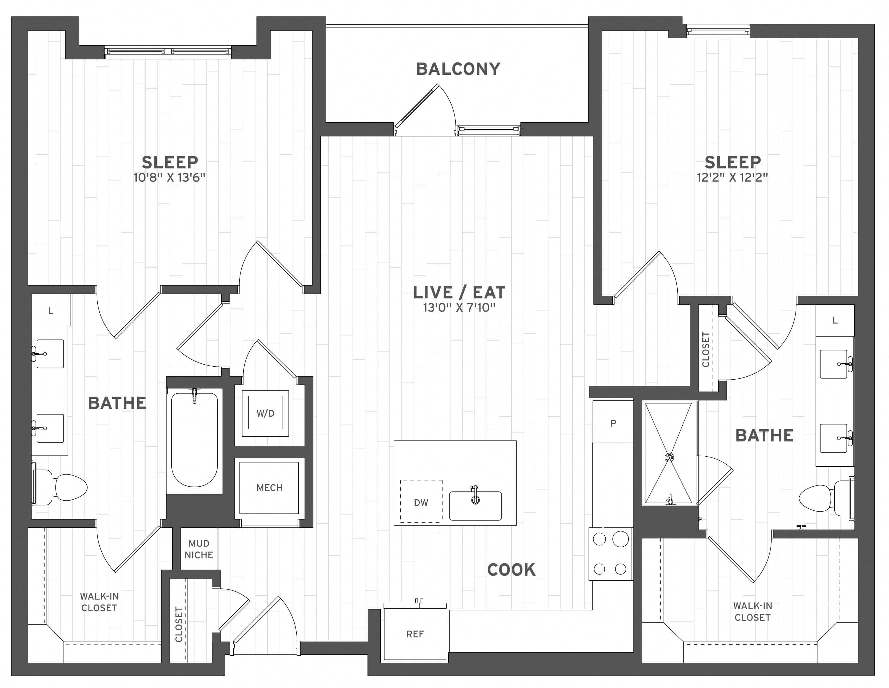 Floor Plan Image of Apartment Apt C-404