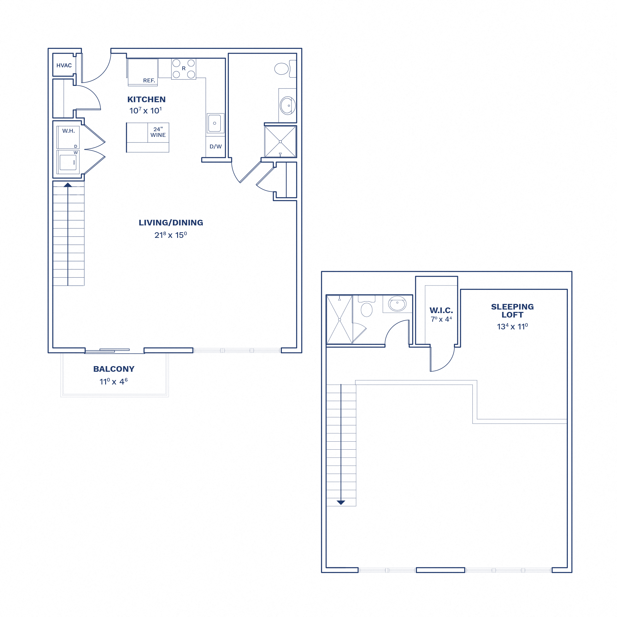 Floorplan of Unit 1 Bed/1 Bath Loft-A2L
