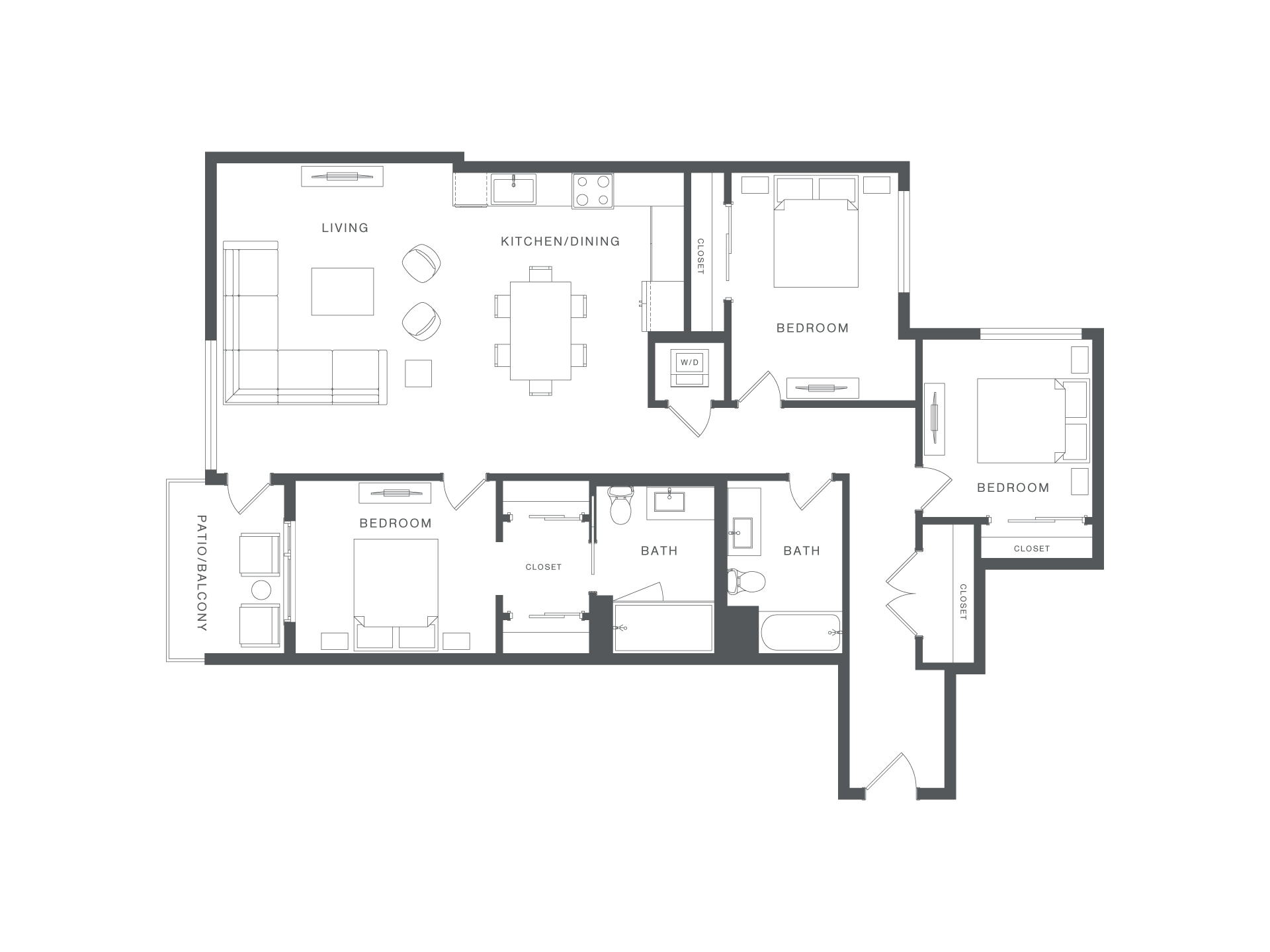 A black and white image of a house floor plan.