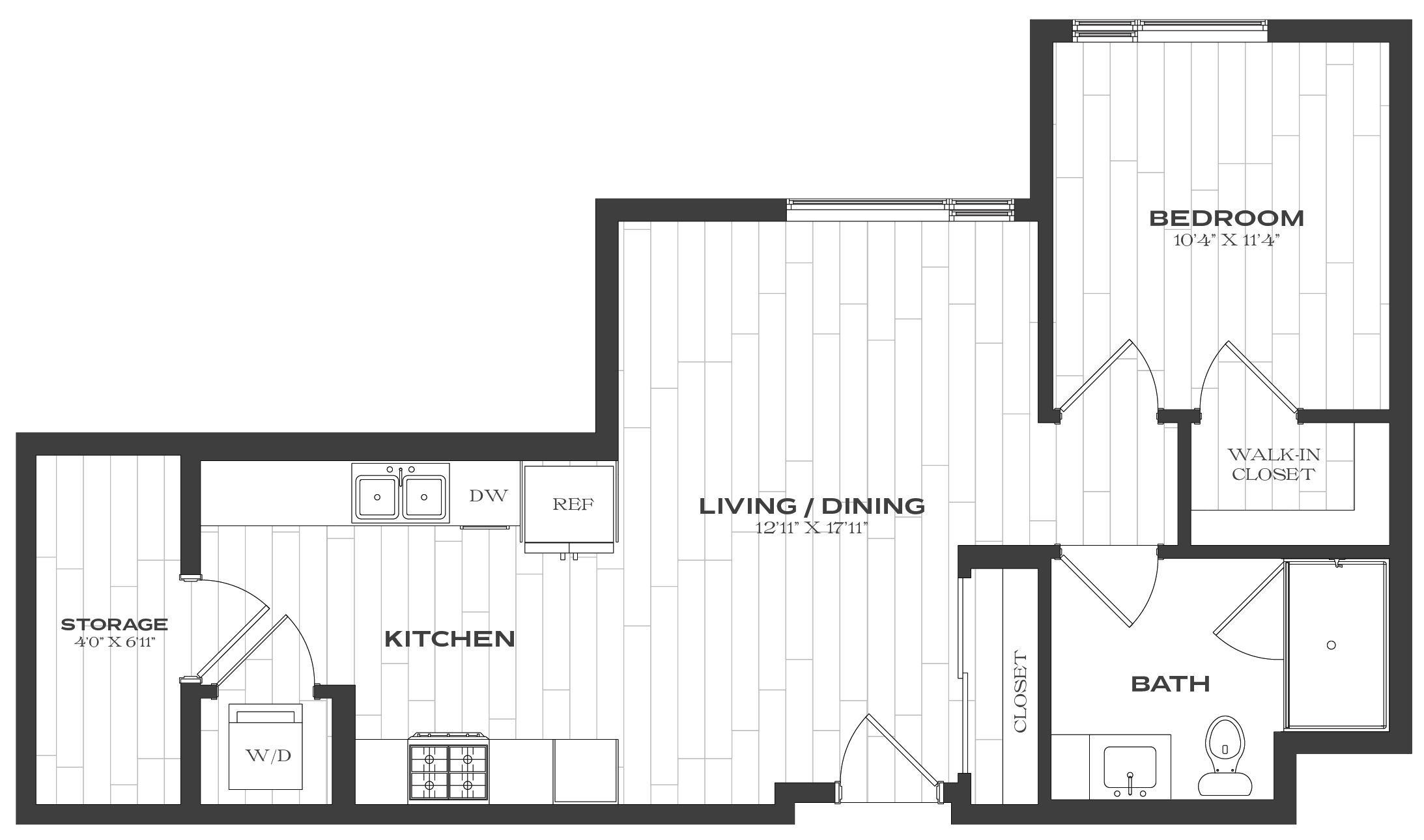 Floor Plan image of 1 Bed/1 Bath-A4