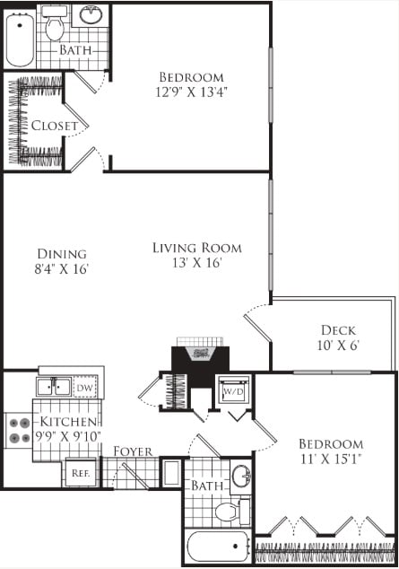 Floorplan for Apartment 501-209, 2 bedroom unit at Halstead Alexandria