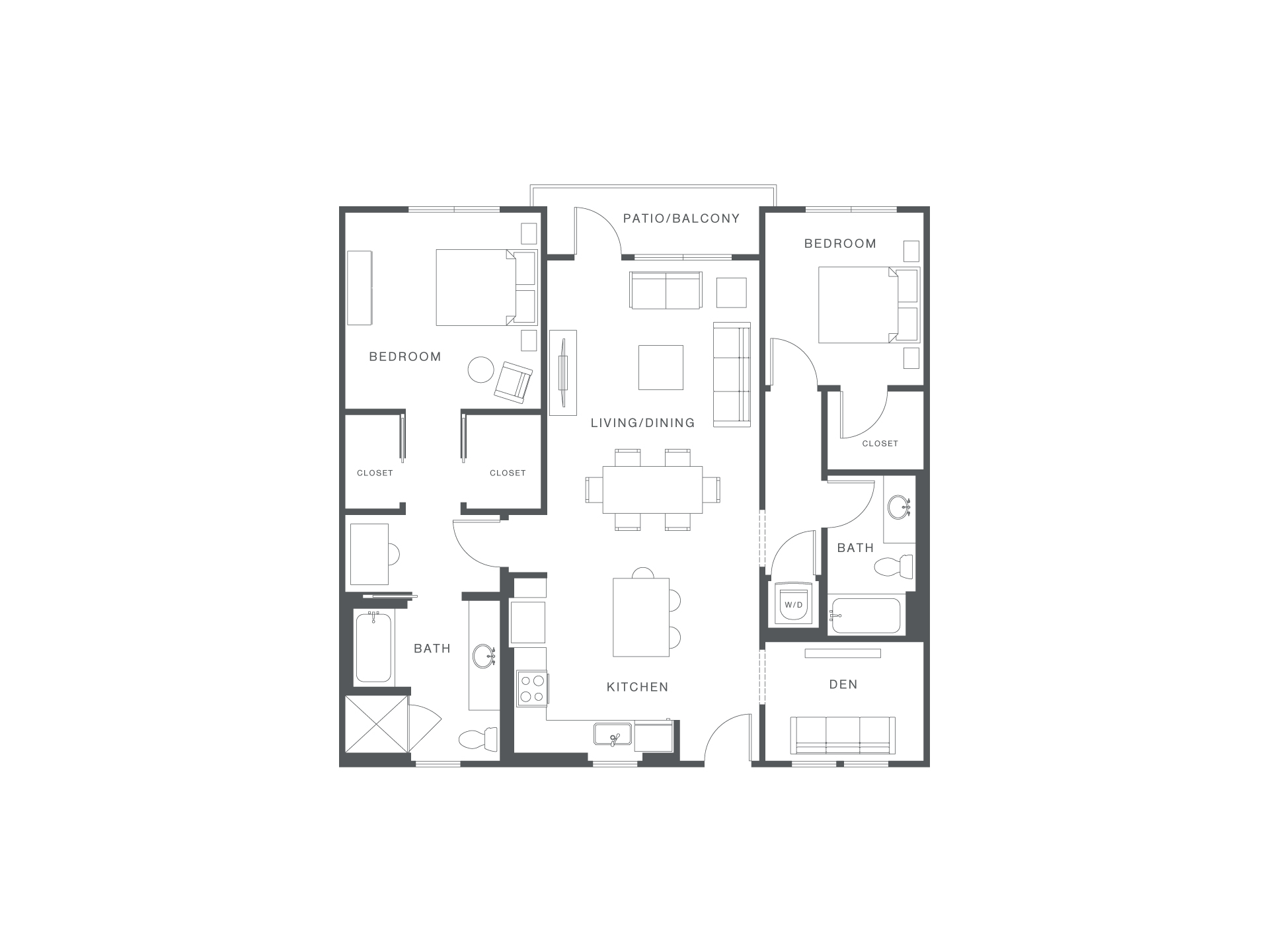 A black and white image of a floor plan for a house.