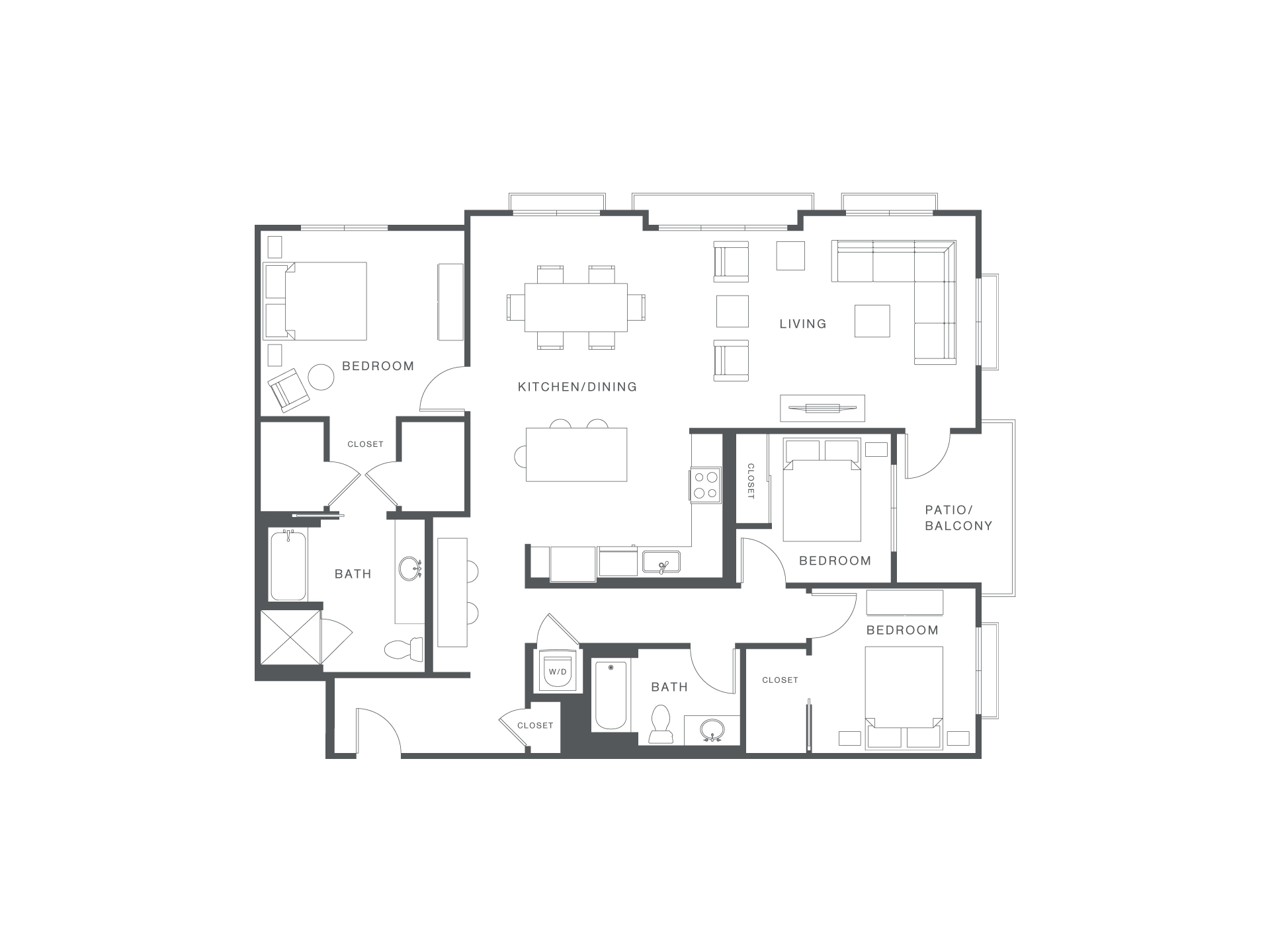 A black and white image of a house floor plan.