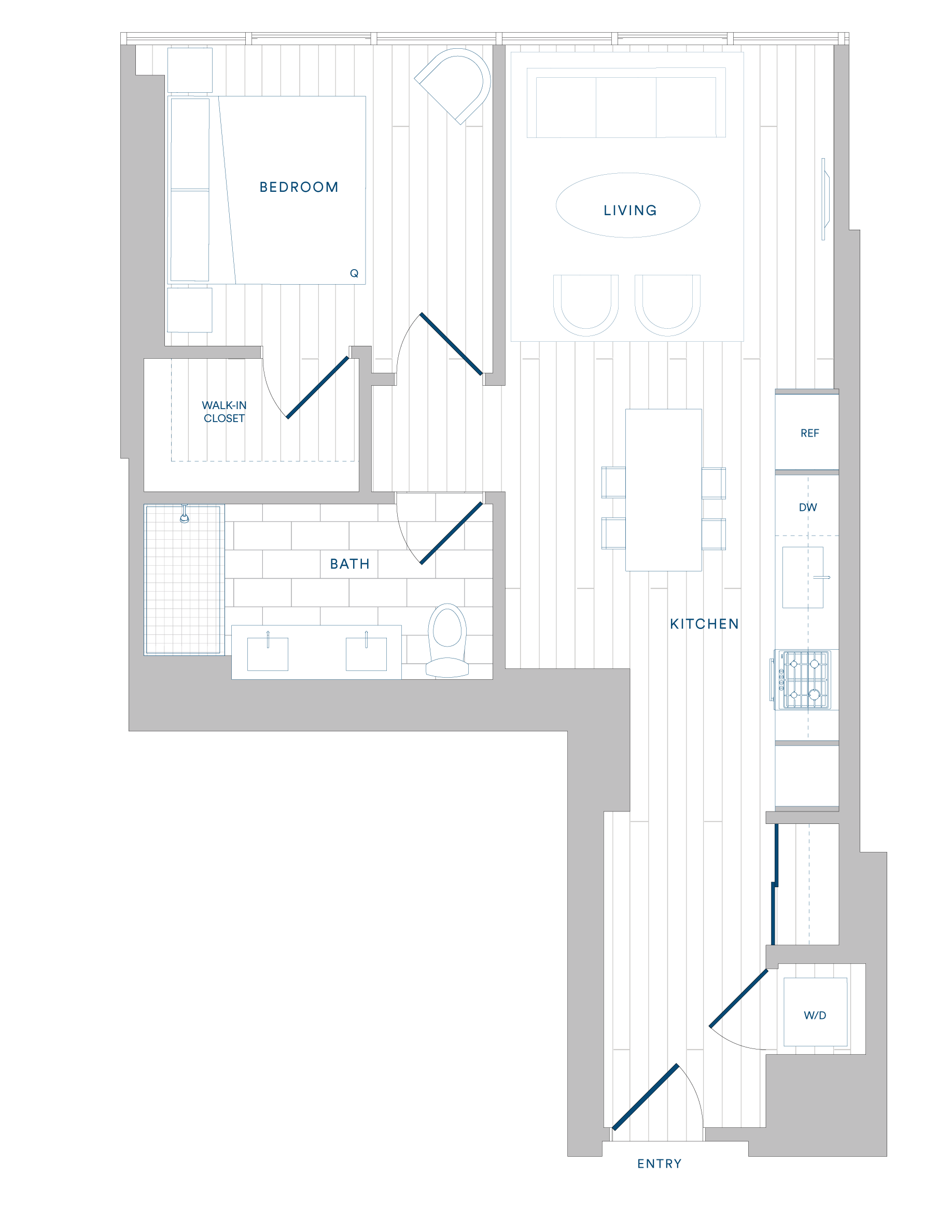 Floorplan for Apartment #921, 1 bedroom unit at Margarite
