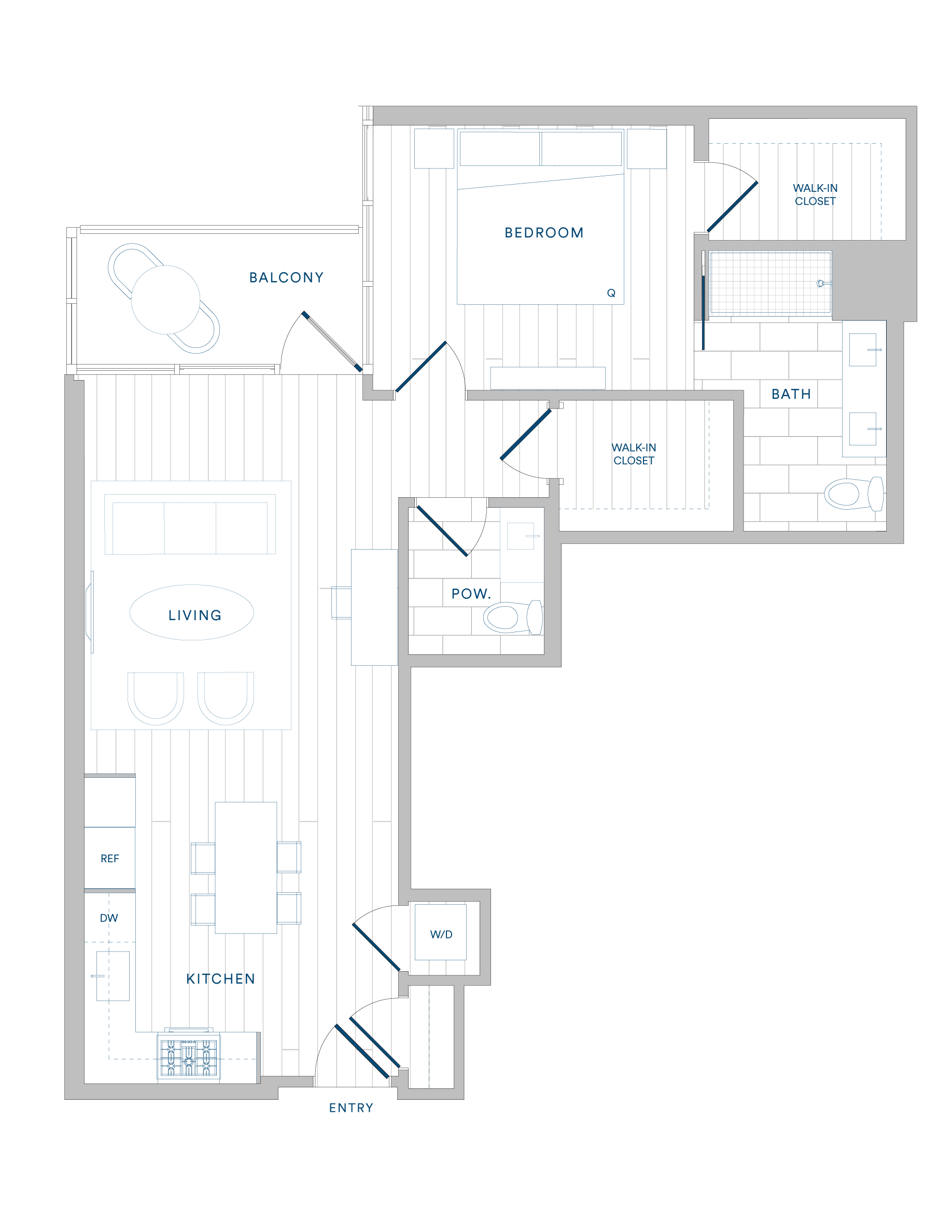 Floorplan for Apartment #1120, 1 bedroom unit at Margarite