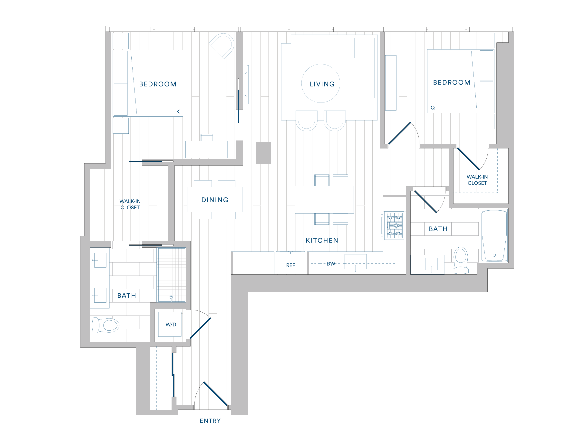 Floorplan for Apartment #1314, 2 bedroom unit at Margarite