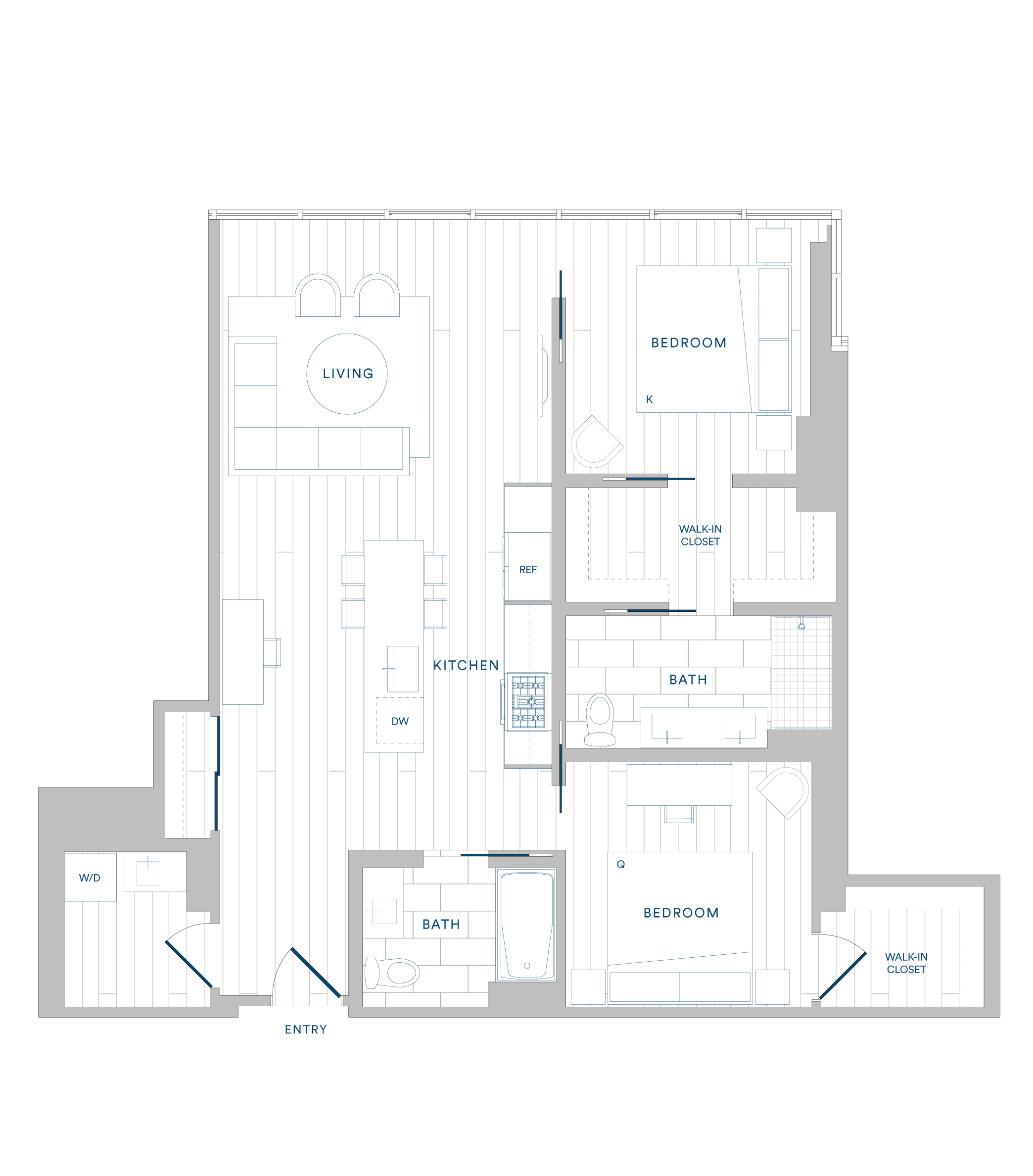 Floorplan for Apartment #1315, 2 bedroom unit at Margarite