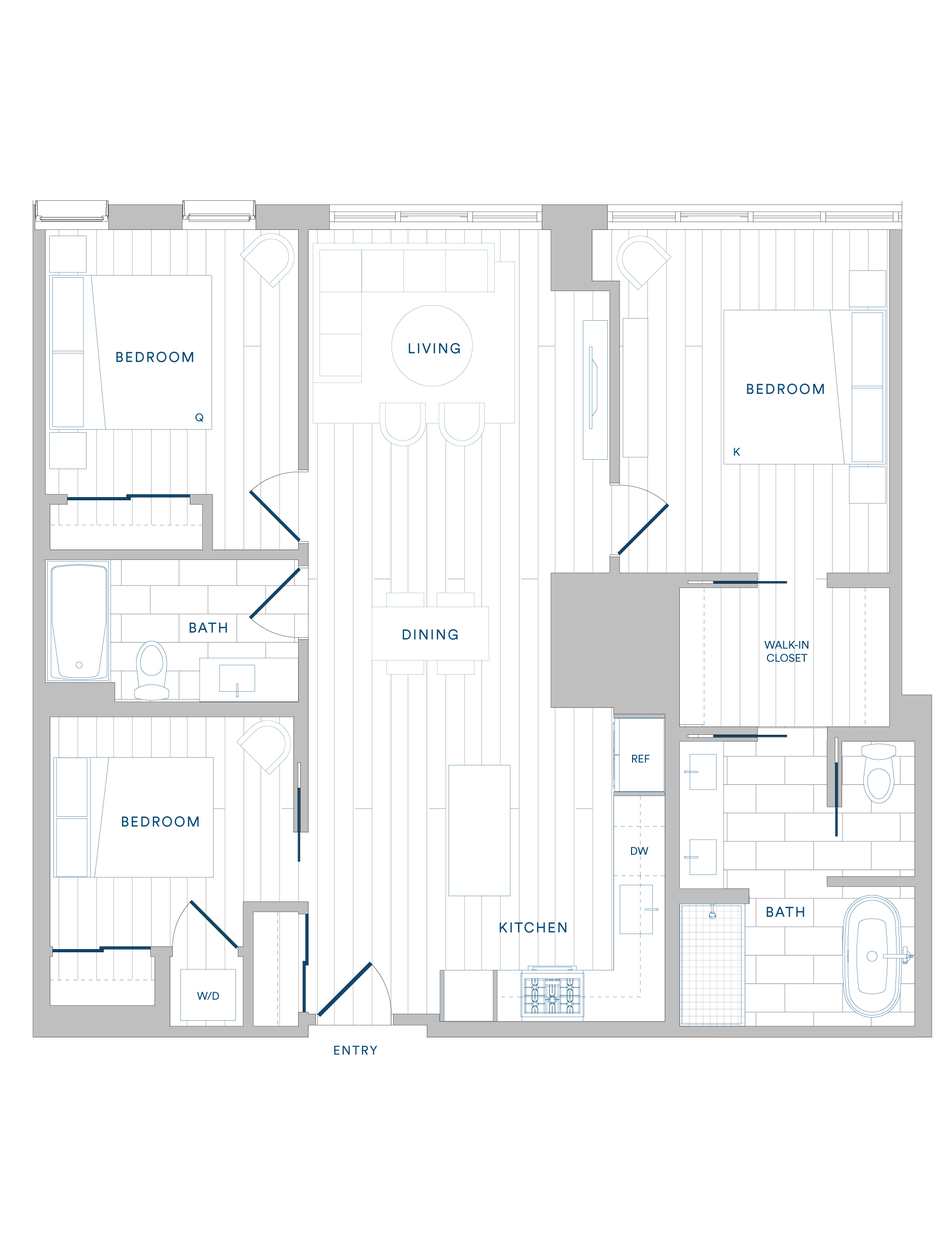 Floorplan for Apartment #1310, 2 bedroom unit at Margarite